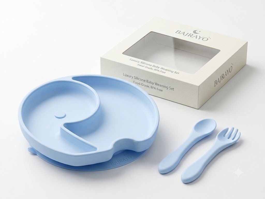 Elephant Divided Baby Plate with 2 Spoons | Baby Feeding Set for Toddlers & Kids - Silicone-image-41