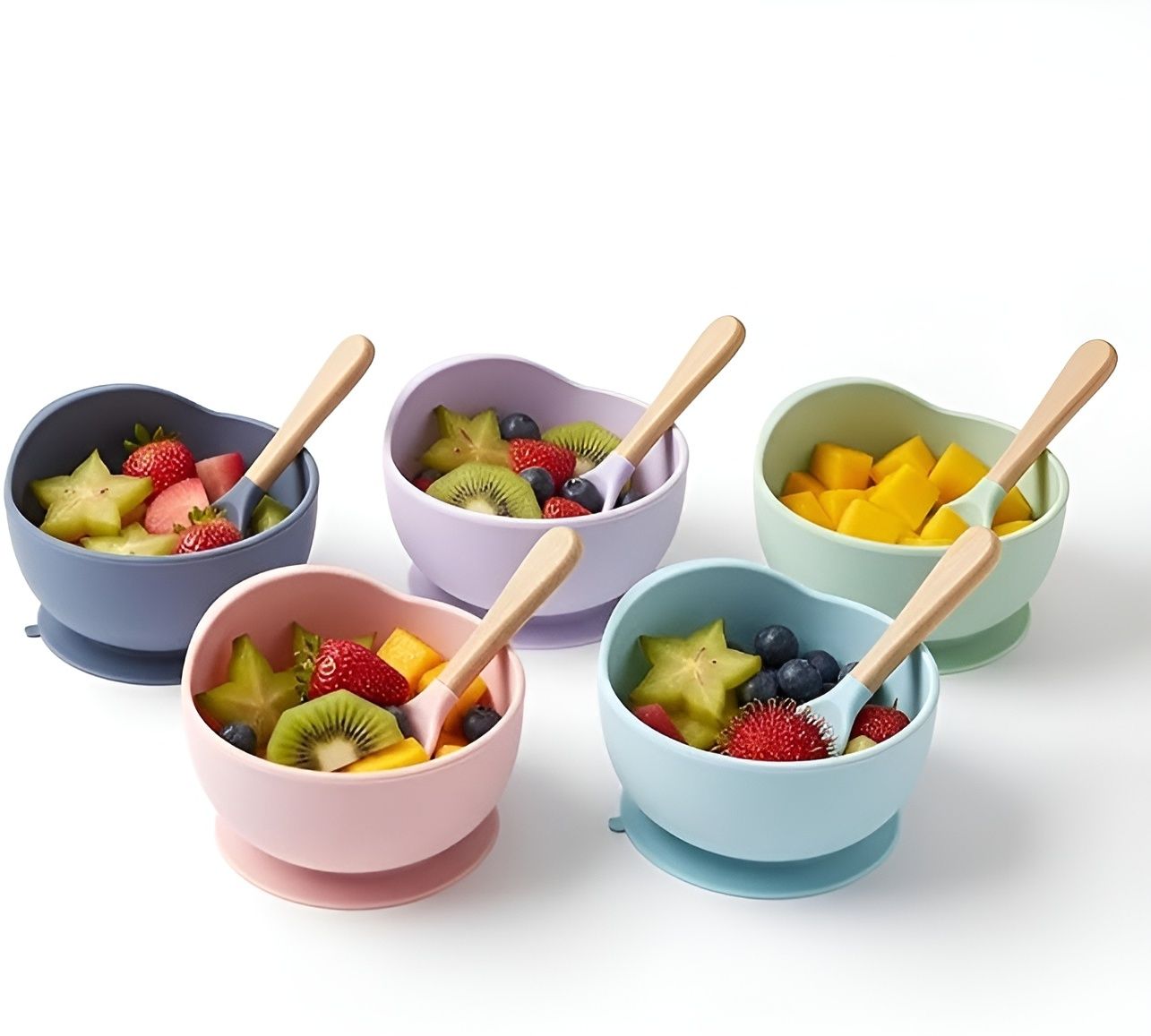 foxin Multicolor Silicone Baby Feeding Bowl with Suction Base & Soft Spoon - Food Grade Silicone-picture-14