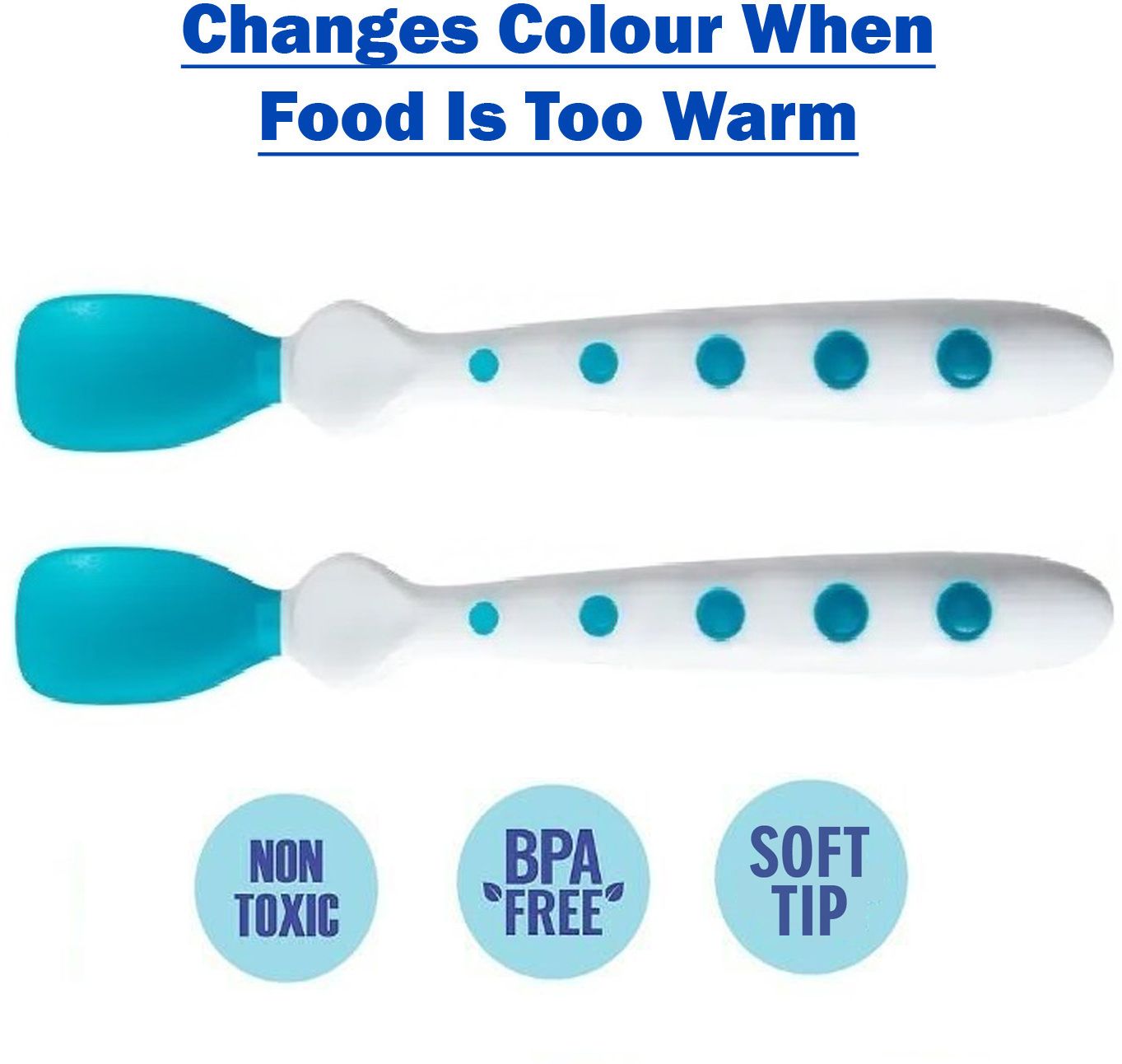 mopslik Silicone Tip Heat Sensitive Baby Feeding Temperature Sensing Spoons (Green)- Silicone, Plastic-picture-44