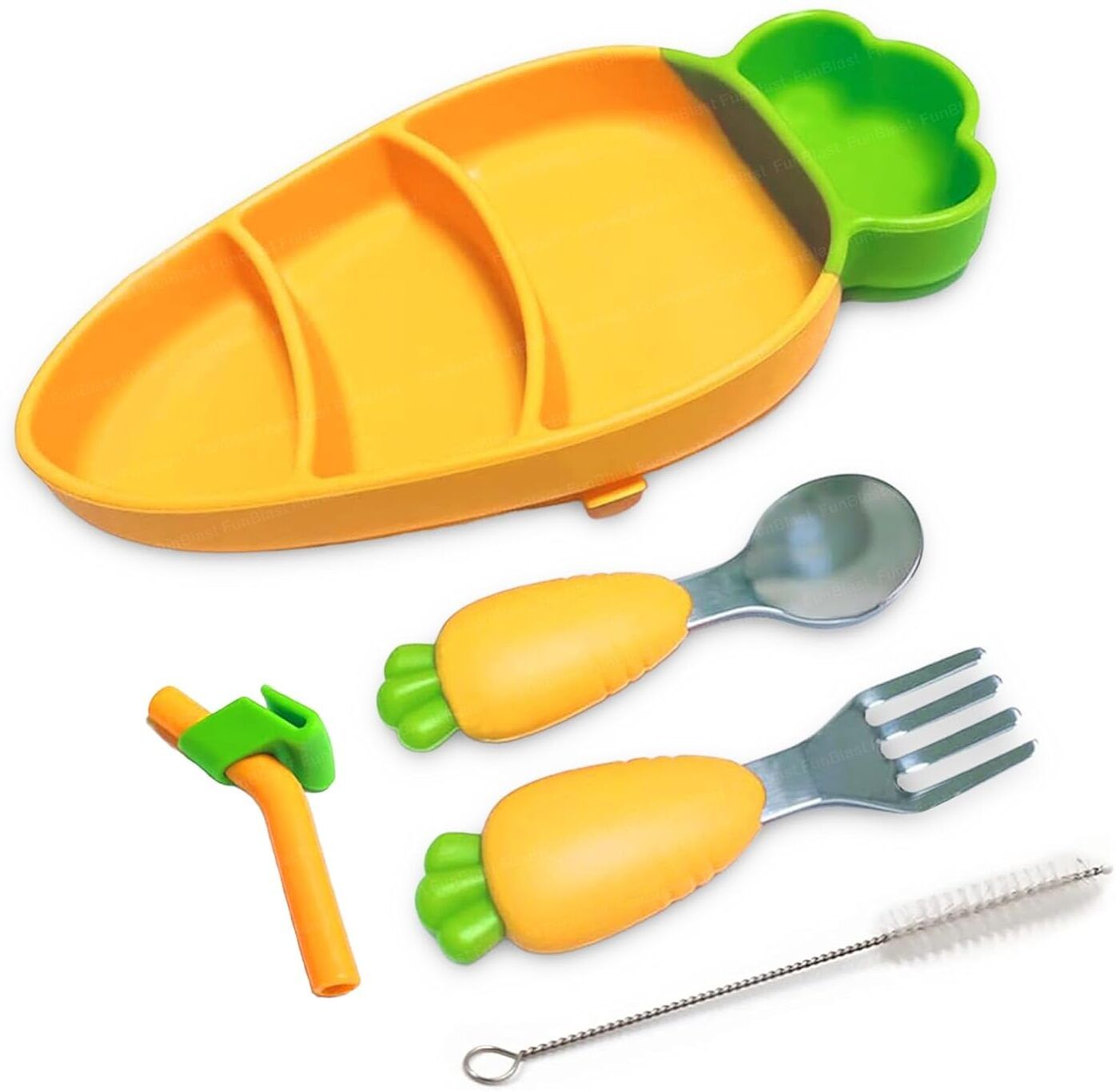 Baby Feeding Set with Plate, Spoon, Fork and Sipper for Kids, Dinnerware Set - Silicone-image-42
