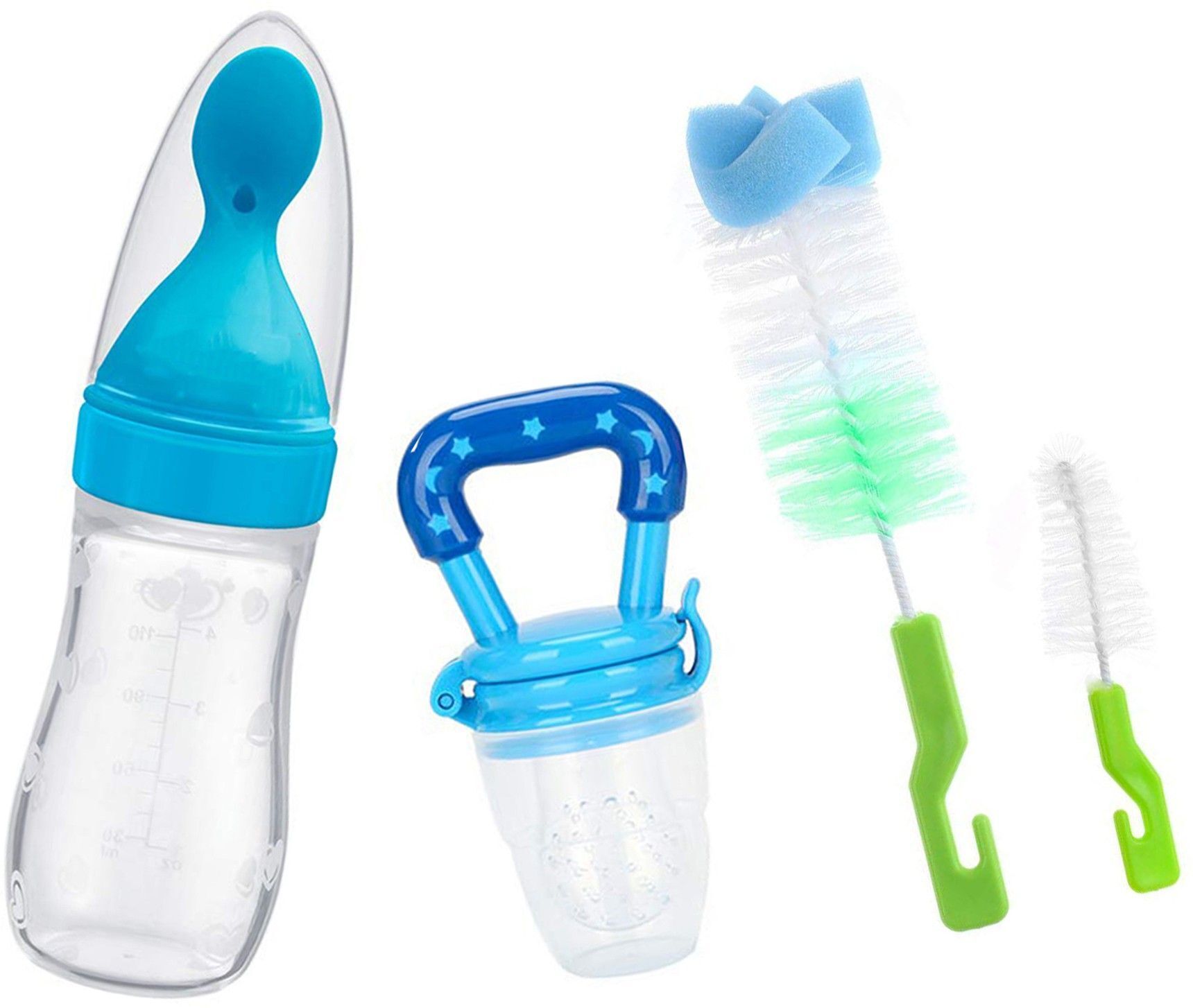 125ml Spoon Feeding Bottle, Bottle Nibbler Cleaning Brush And Fruit Nibbler - SILICON-image-15