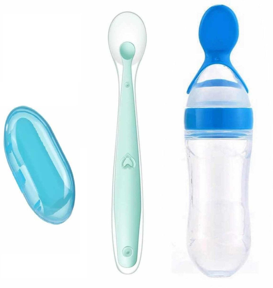 Combo of 3 Item-Spoon Bottle 1 Pcs ,Flinger Brush 1 Pcs With 1 Pcs Silicon Spoon - Silicone