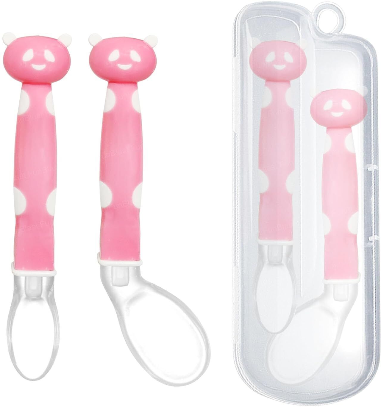 Panda Theme Spoon Set for Baby Feeding - 2 Pcs - Silicone, Plastic-image-11