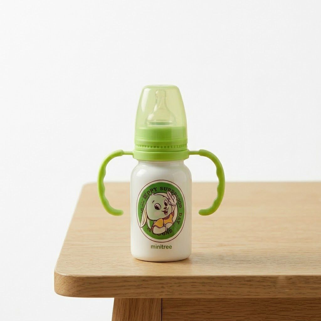 Minitree Glass Feeding Bottle Baby Feeder Minitree Baby 120ML Green - silicon &plastic-image-45