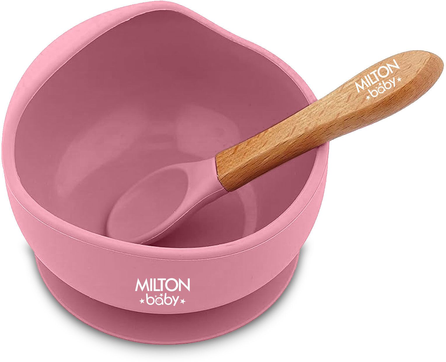 Silicone Suction Bowl With Spoon I BPA Free- Food Grade Material, Pink - Silicone-image-24