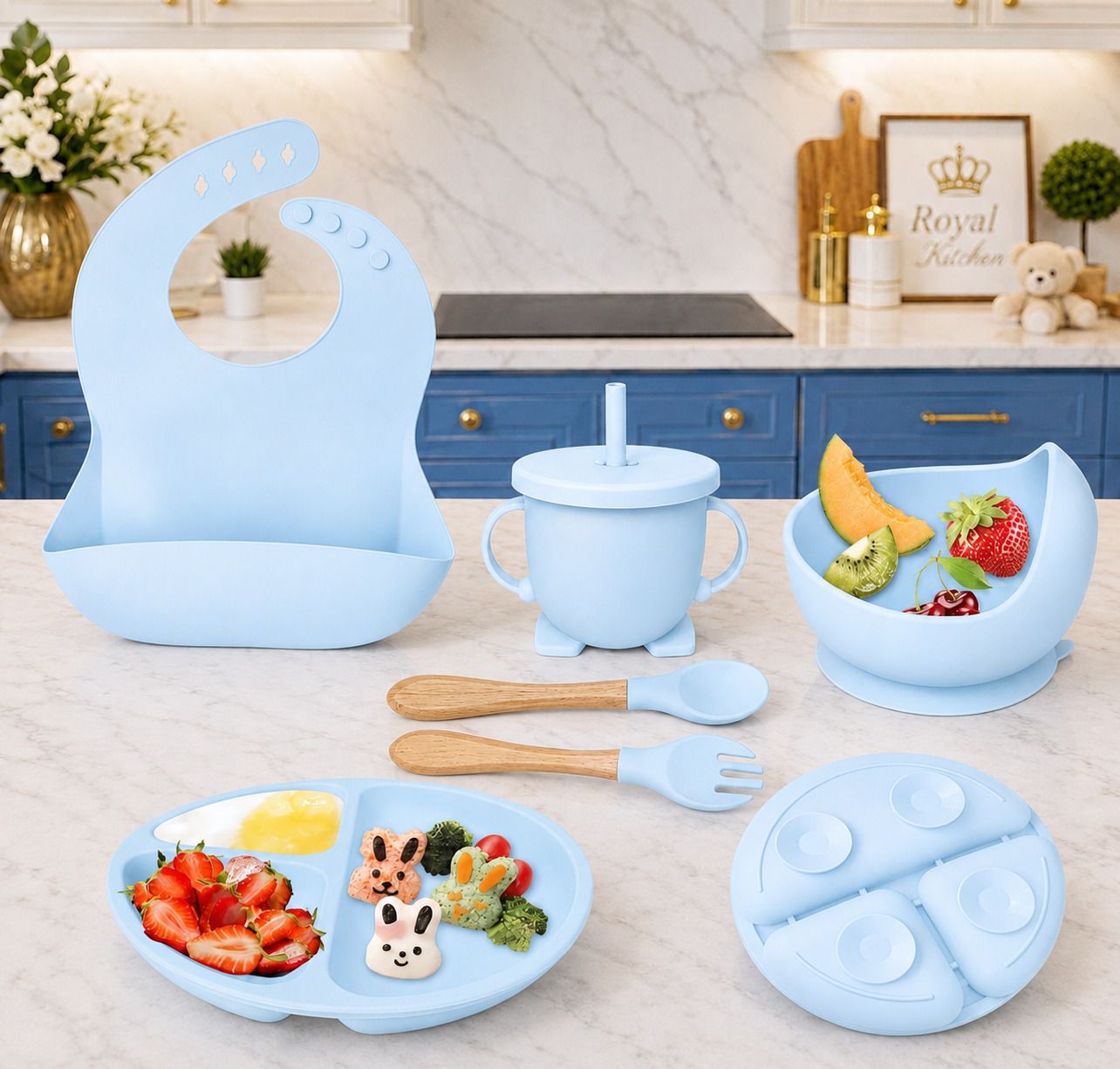 Premium 6 PCS BPA Free Silicone Baby Feeding Set - silicone-image-40