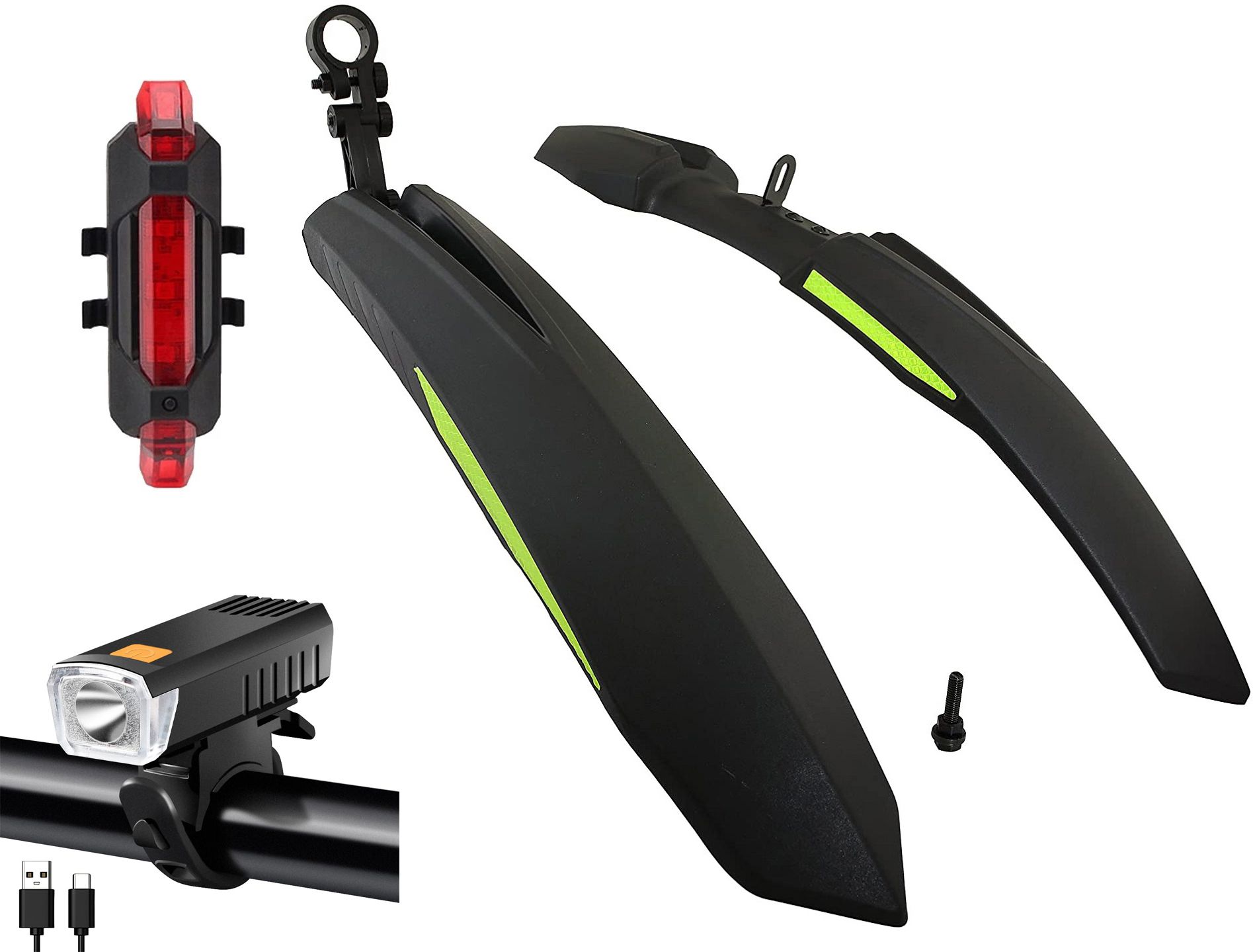 Front& Rear Mudguard With Iron Fitting With Cycle Front & Rear Light Full Length Front & Rear Fender-image-42