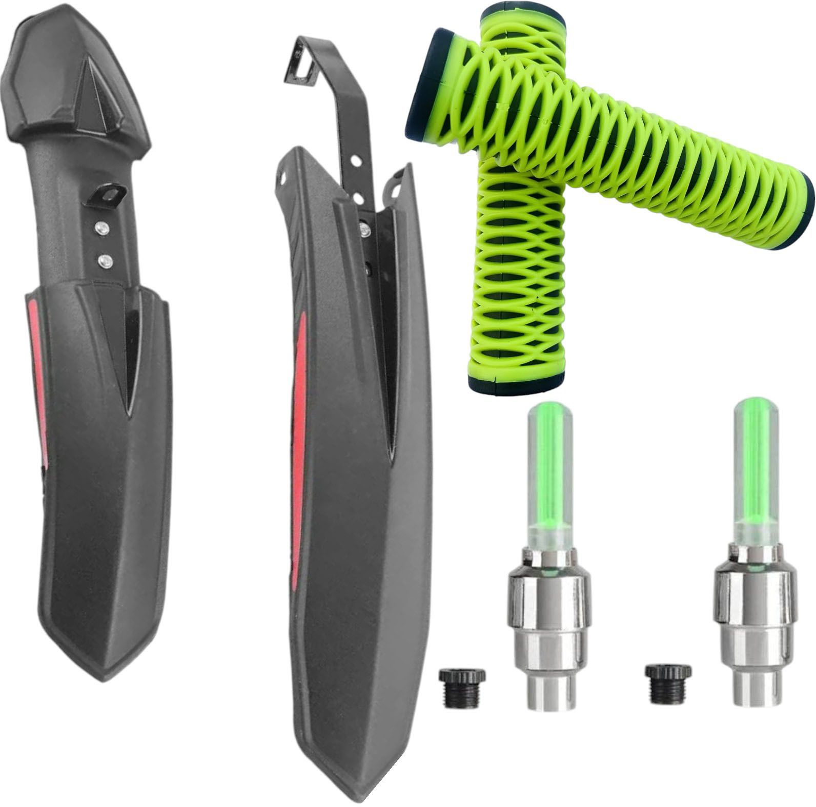 front & rear Cycle Mudguard With Cycle Tyre valve Light & Handlebar Rubber Grip Full Length Front & Rear Fender-image-44