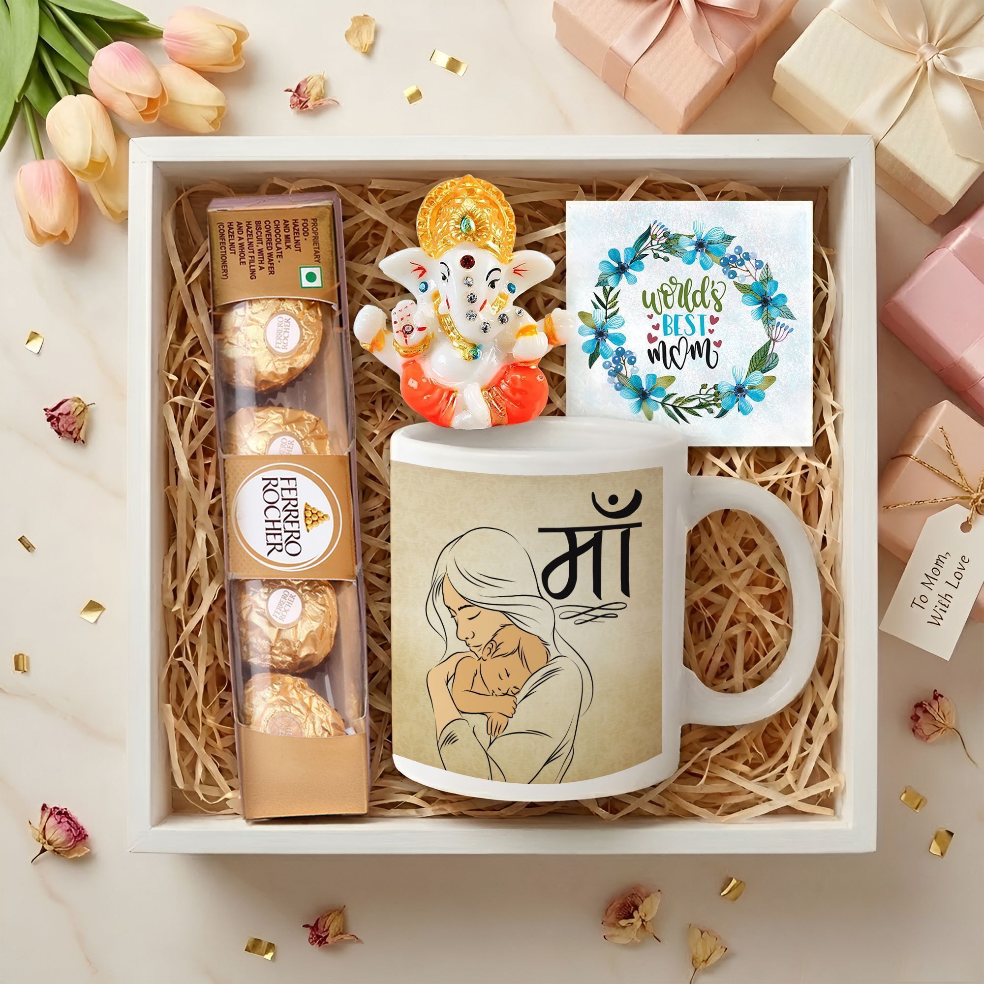 Mother’s Day Gift Combo (Chocolate, Showpiece, Card, Mug) Assorted Gift Box-image-20