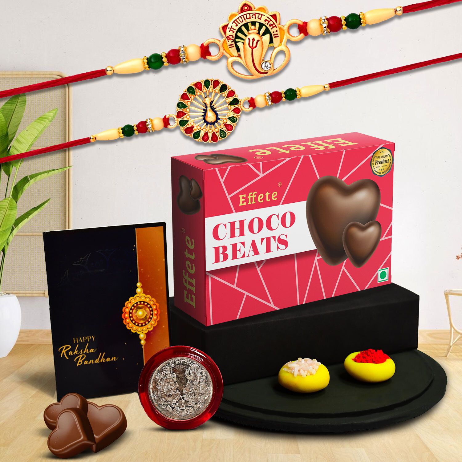 effete Rakhi gift for brother with Choco Beats(32-GM) | Rakhi set |Y22K2_543+544_CB32 Assorted Gift Box-picture-18
