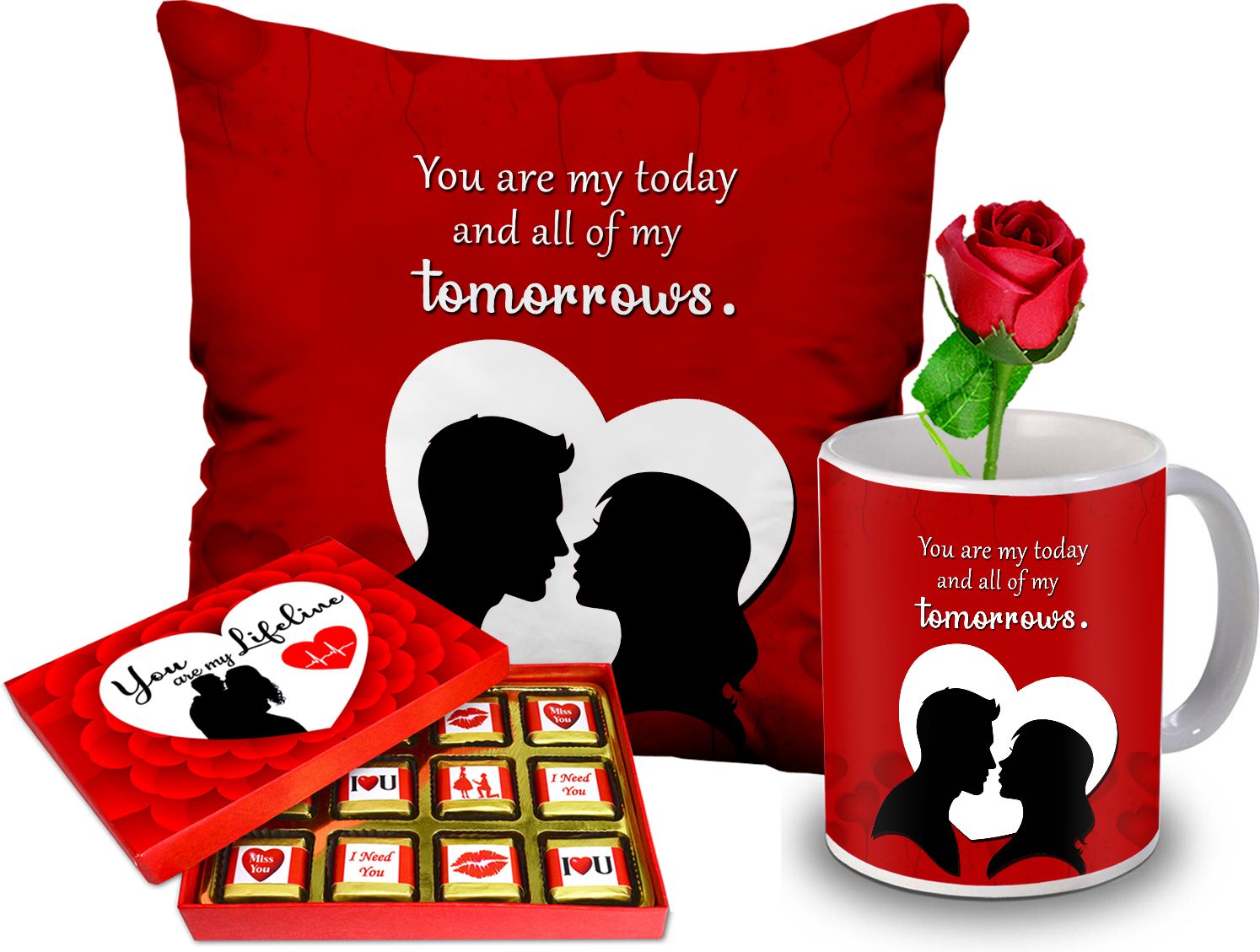 Birthday Day Gift For Girlfriend|Romantic Gift(Chocolate, Mug, Cushion, Rose) Ceramic, Microfibre Gift Box-image-4