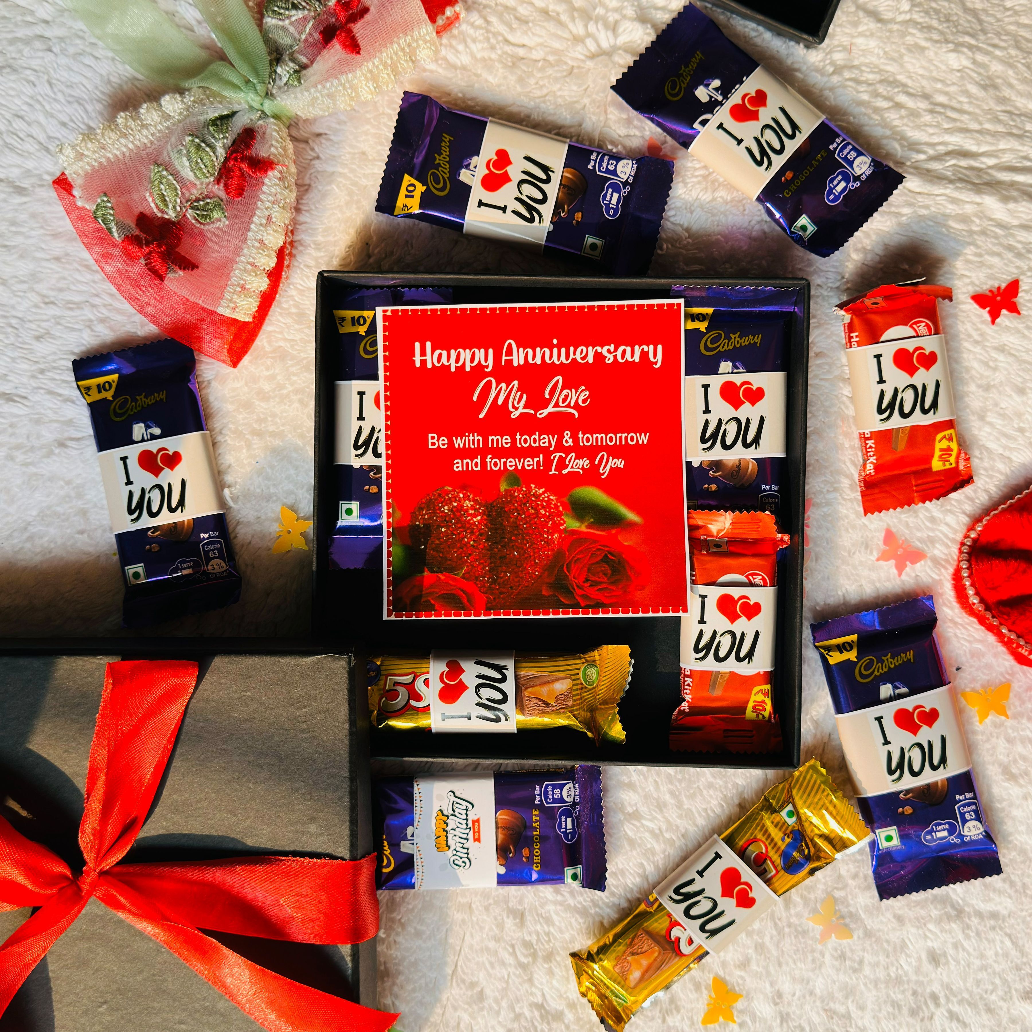 Happy Anniversary Chocolate surprise gift for boyfriend girlfriend husband wife Paper Gift Box-image-20