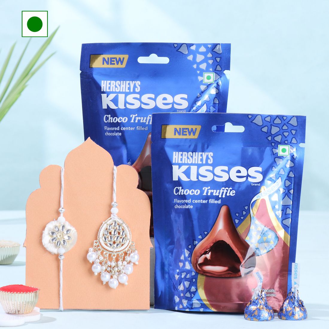 floweraura Pearl Bhaiya Bhabhi Rakhi With 2 Pack of Choco Truffle Candy & Roli Chawal Tikka Paper Gift Box-picture-12