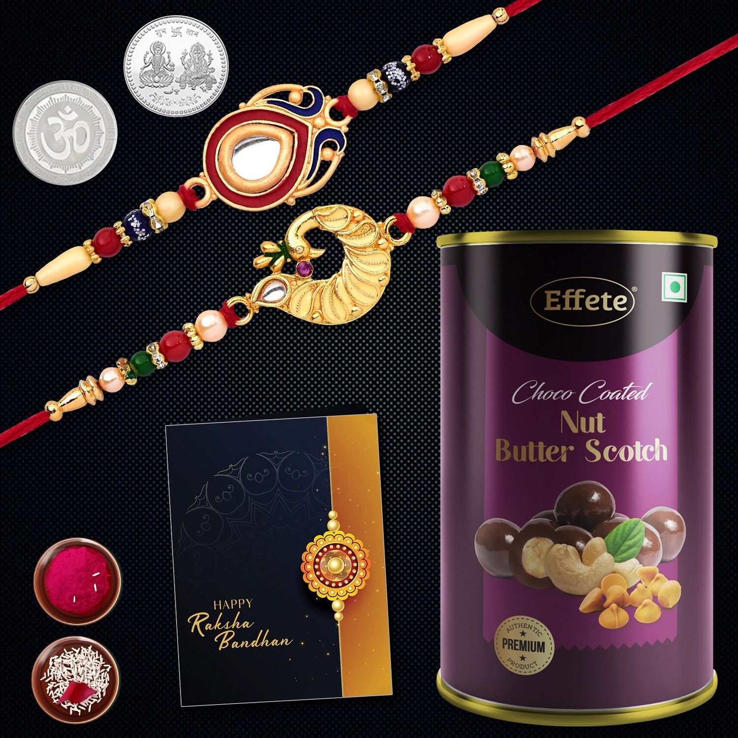 Rakhi gift for brother with chocolate Nut Butterscotch(96gm)|Y22K2_303+304_BS Assorted Gift Box-image-46
