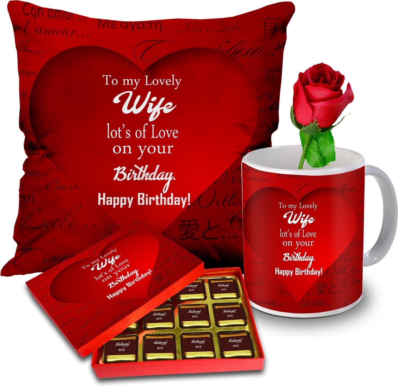 Gift For Wife Birthday Special| Chocolate Gift Box For Birthday| Chocolate Gift For Wife| Chocolate Birthday Gift Pack| Gift For Wife Birthday Special Combo| Chocolate Gift Pack IZ21GB13N4RoseCM16-DTBirthday-17 Ceramic, Cotton Gift Box-image-47