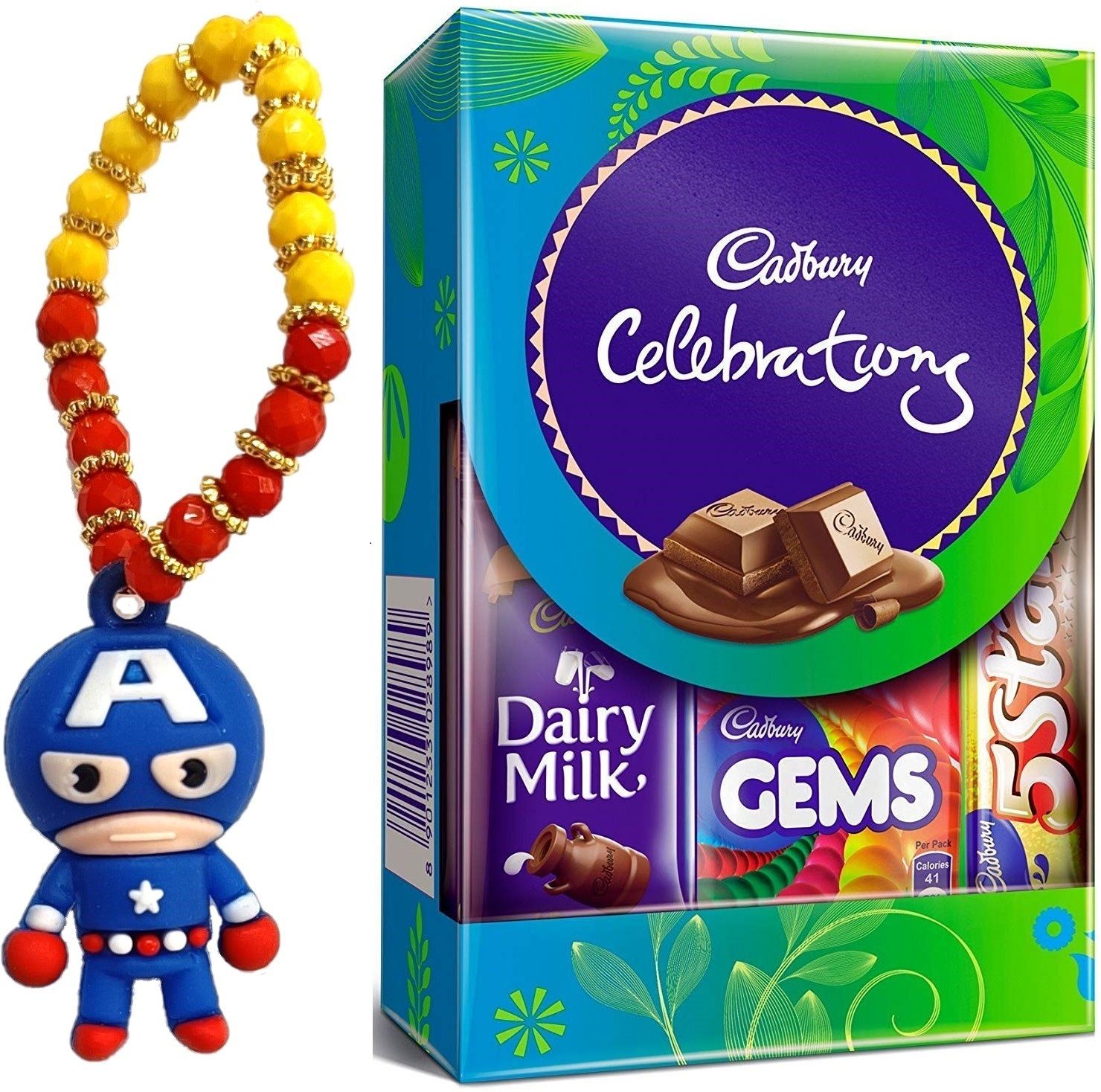 Captain America Rakhi with Cadbury's Celebration Chocolate Gift Box Assorted Gift Box-image-35