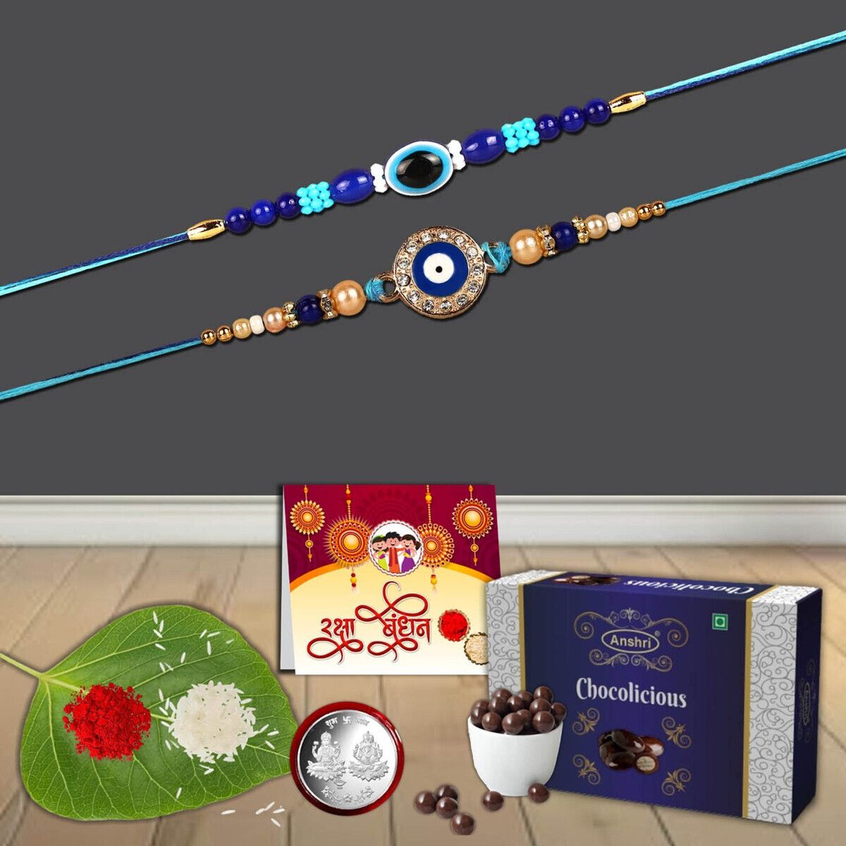 anshri 77-81.c Rakhi ComboRakhi - Set of 2 Assorted Gift Box-picture-43