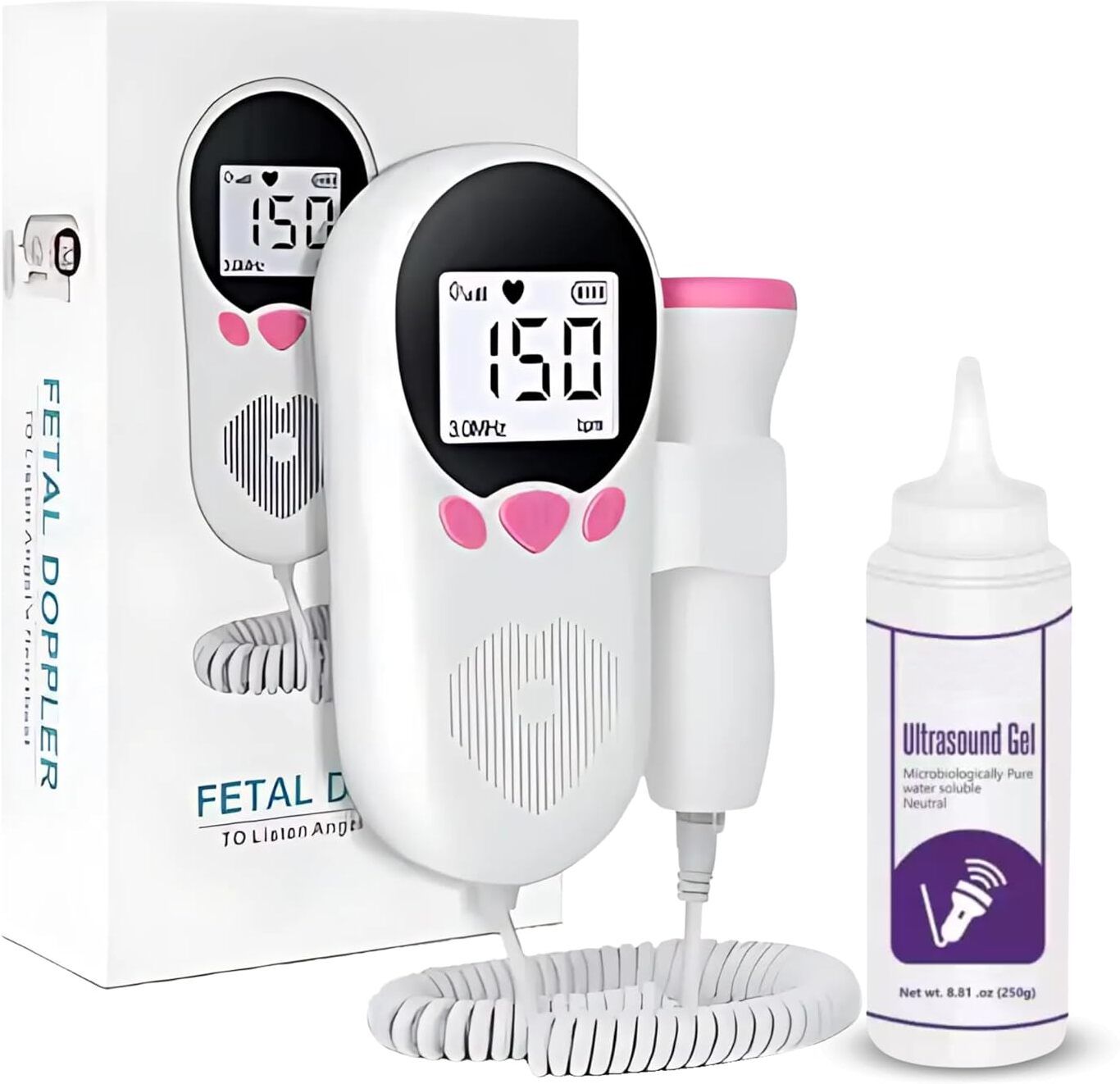 Portable Fetal Doppler for Baby Heart Rate Monitor with 250ML Ultra Sound Gel Baby Monitor