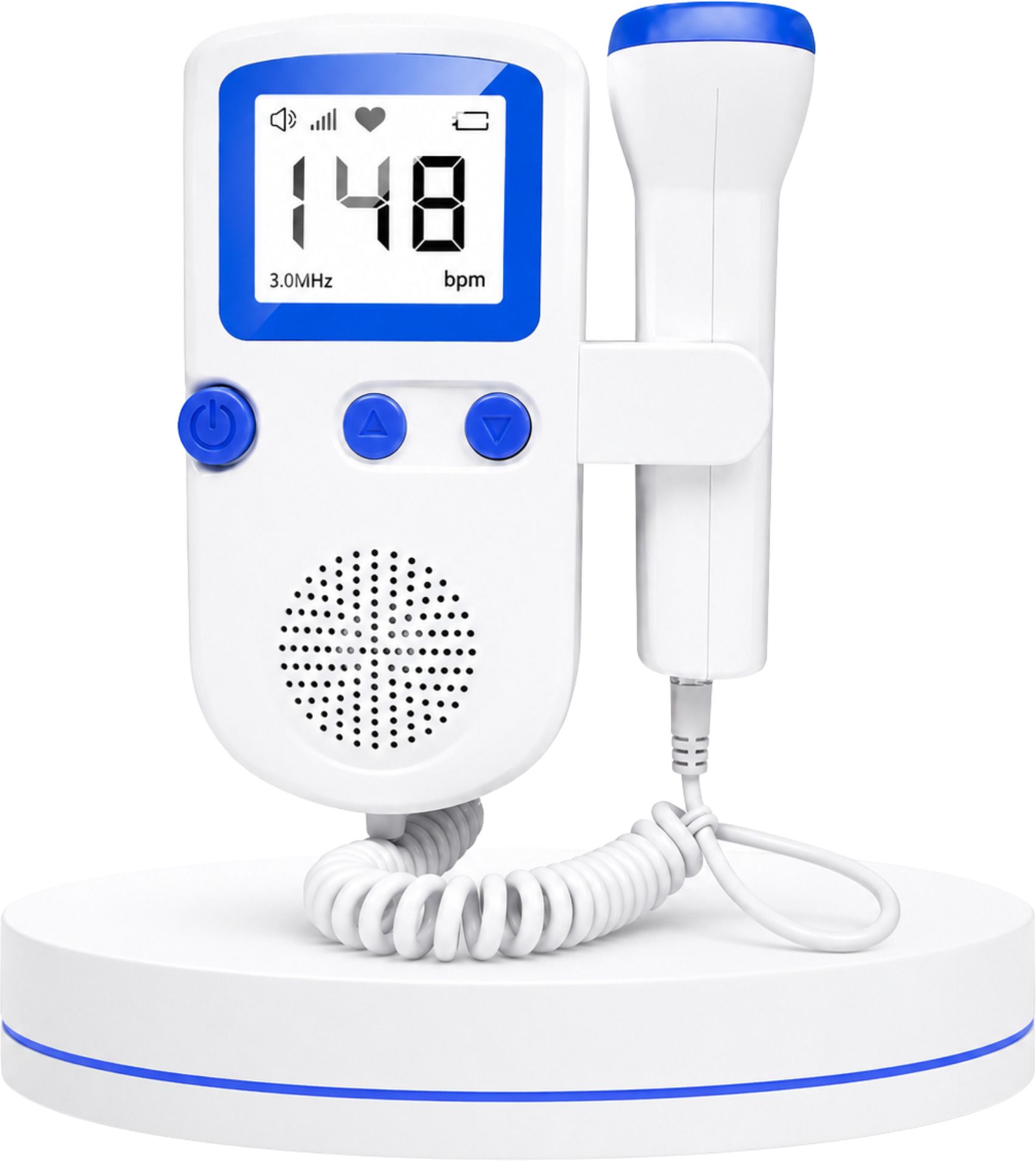 Portable Fetal Doppler Baby Heart Monitor for Pregnancy with Speaker & Battery White Fetal Doppler-image-36