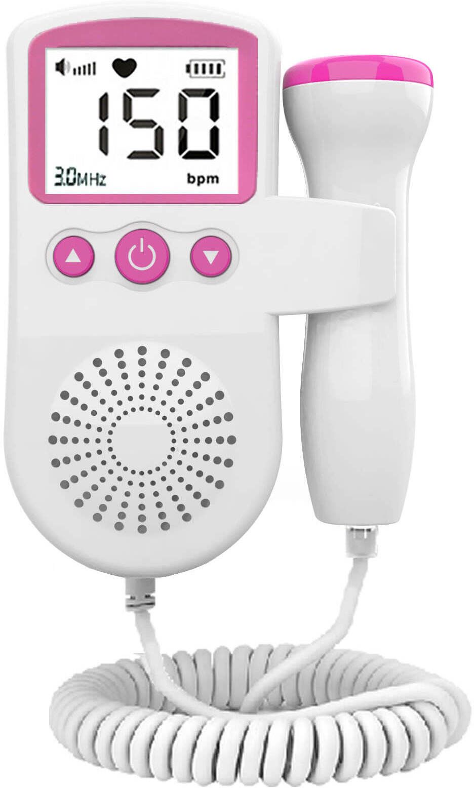 Portable Fetal Doppler Baby Heartbeat Monitor LCD Display Pregnancy Care White Fetal Doppler-image-37