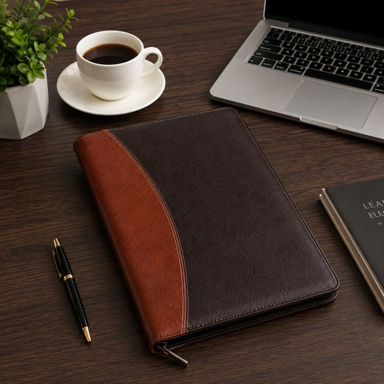 PU Leather Premium Document Holder Folder with Zipper Closure PU Leather Portfolio-image-16