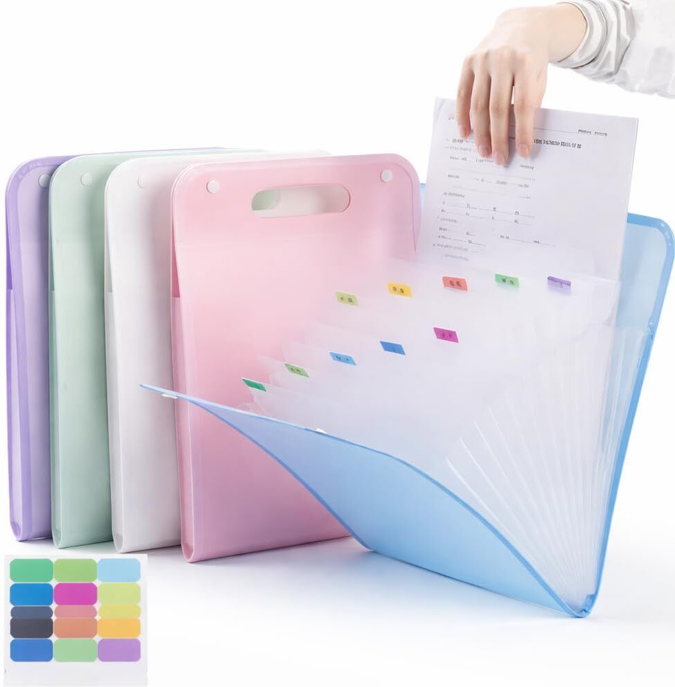 fgg plastic Portable 13-Pocket Expandable File Folder | Waterproof A4 Document Organizer Bag-picture-0