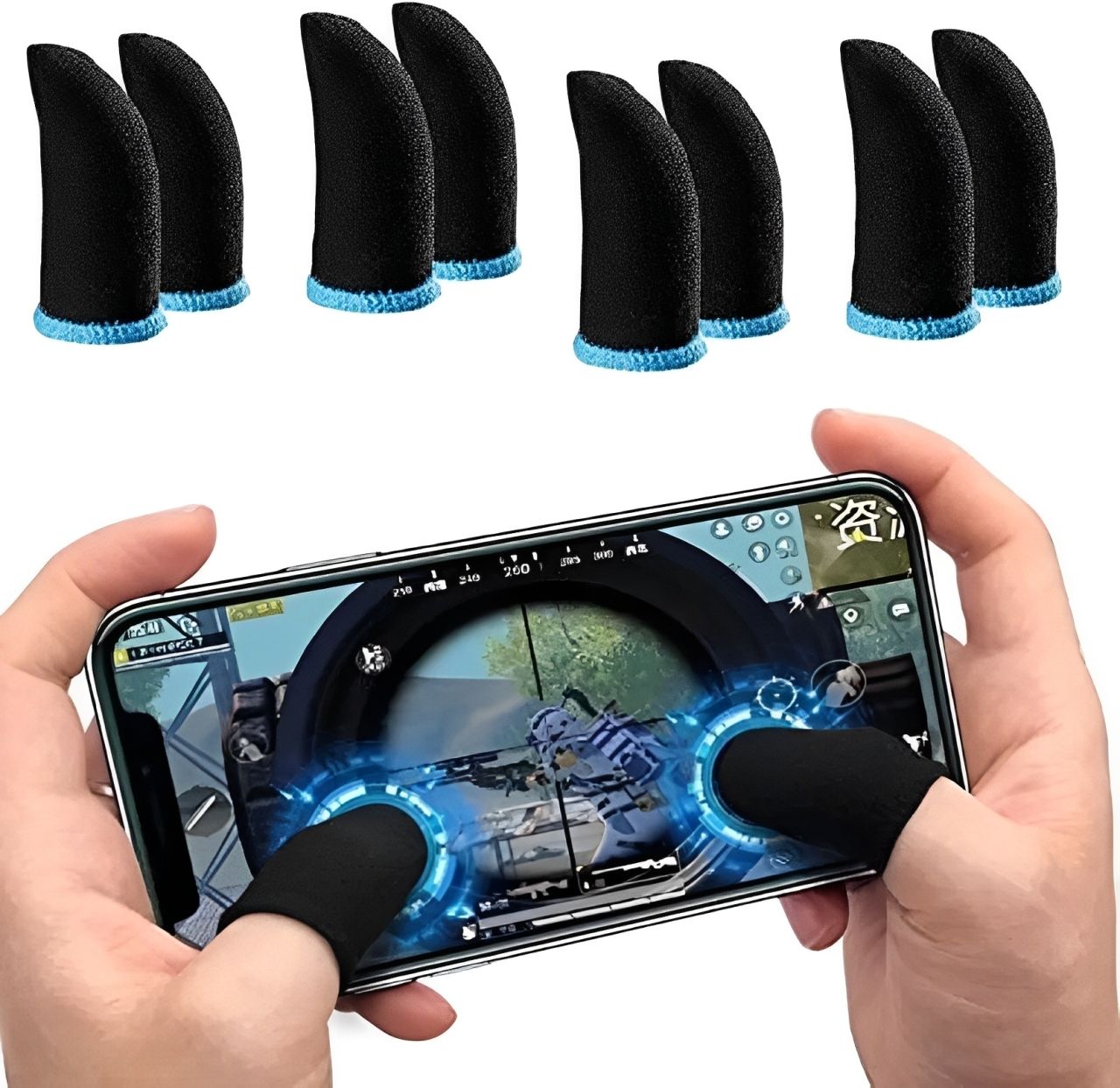 PUBG Anti-Slip Thumb Sleeve Pack Of 4 Pair Blue Finger Sleeve-image-12