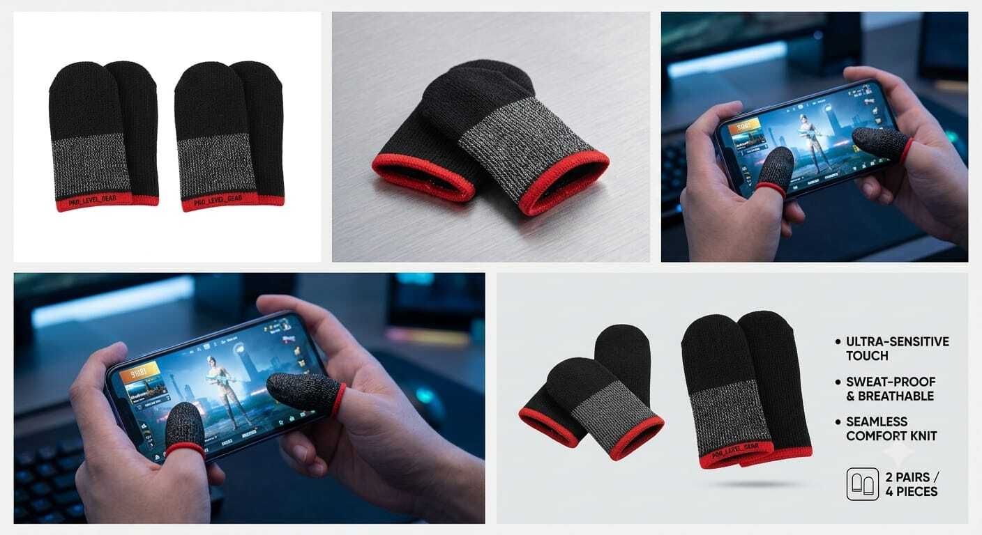 Premium Mobile Gaming Finger Sleeves Smooth Touch Thumb Gloves 2 Pair Finger Sleeve-image-11