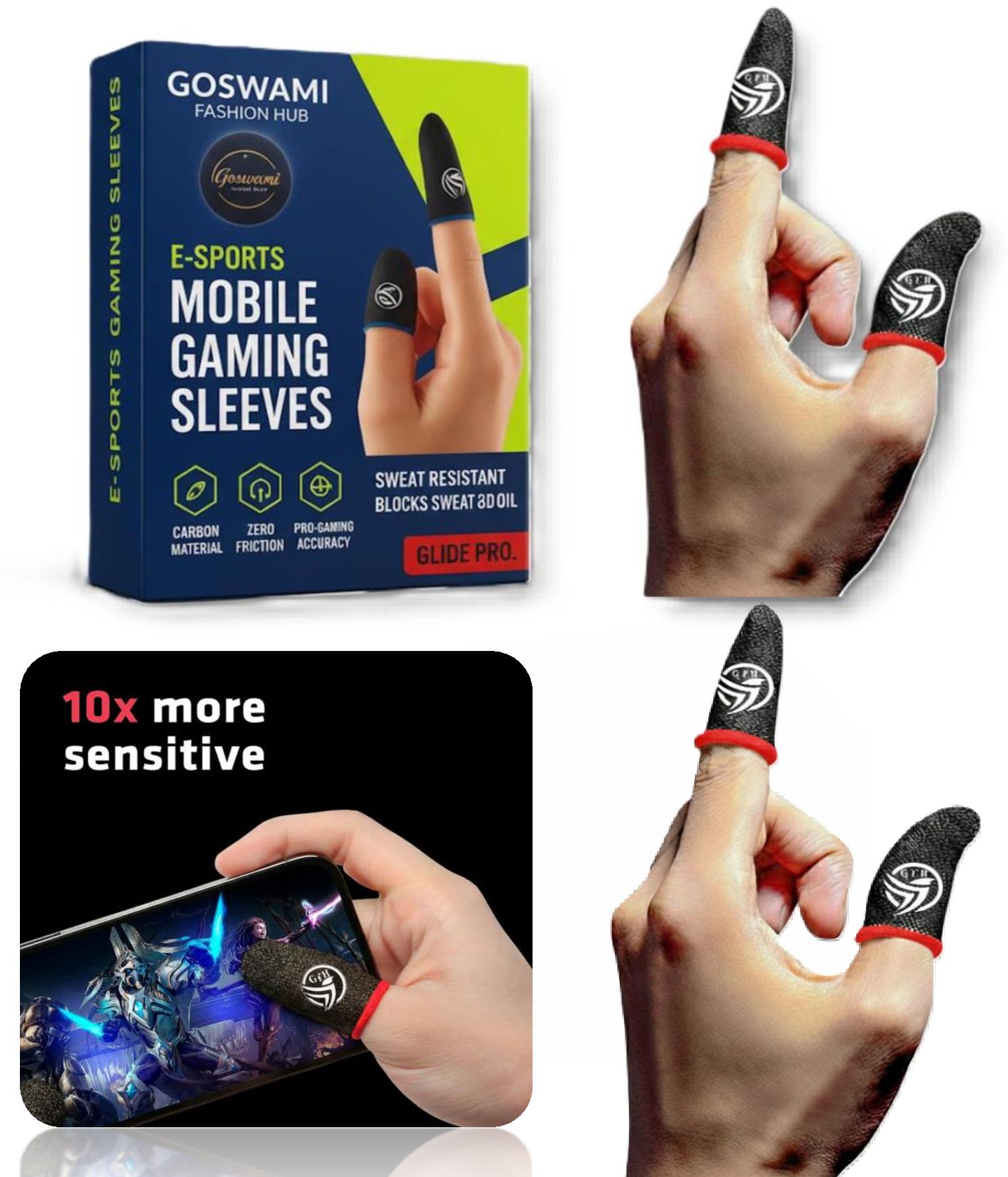Gaming Finger Sleeves for PUBG, Free Fire - Anti-Sweat & High Sensitivity Finger Sleeve