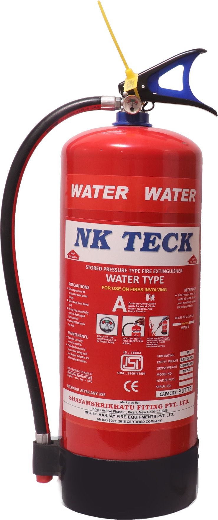 nk teck Water Types Fire Extinguisher 9KG (ISI Marked, ISO Certified and Approved) Fire Extinguisher Mount-picture-10