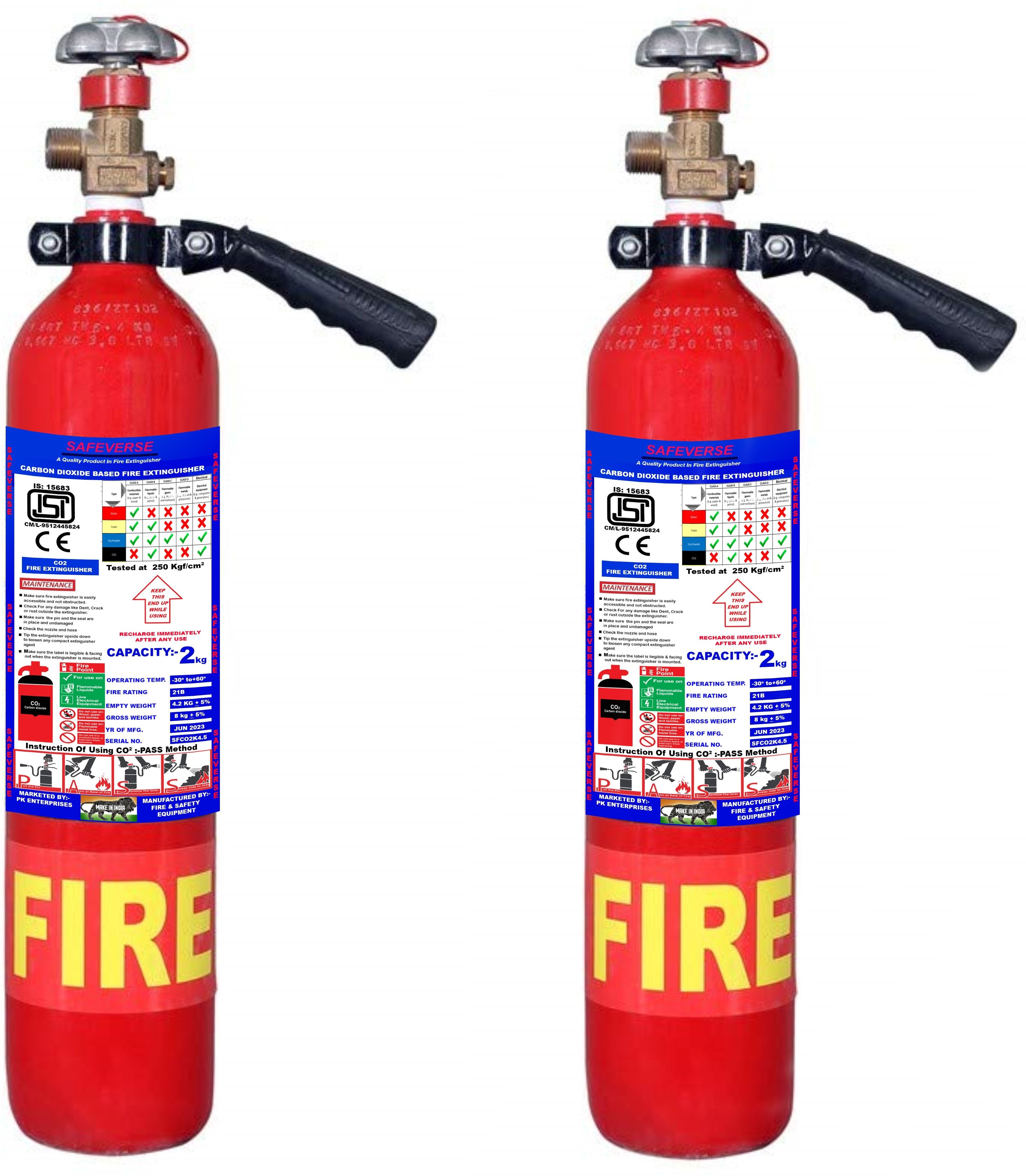 CO2 2kg fire extinguisher Pack Of 2 Fire Extinguisher Mount-image-0
