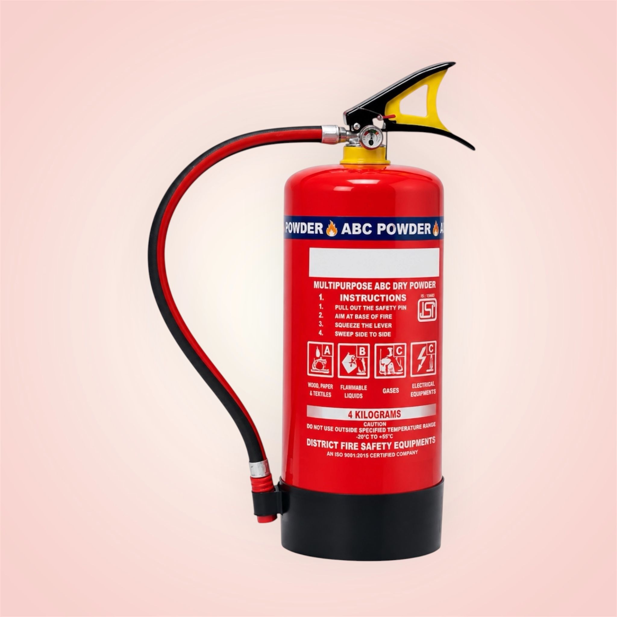 shri fire india Industrial ABC Dry Powder Fire Extinguisher 4 Kg with Gauge Fire Extinguisher Mount-picture-11