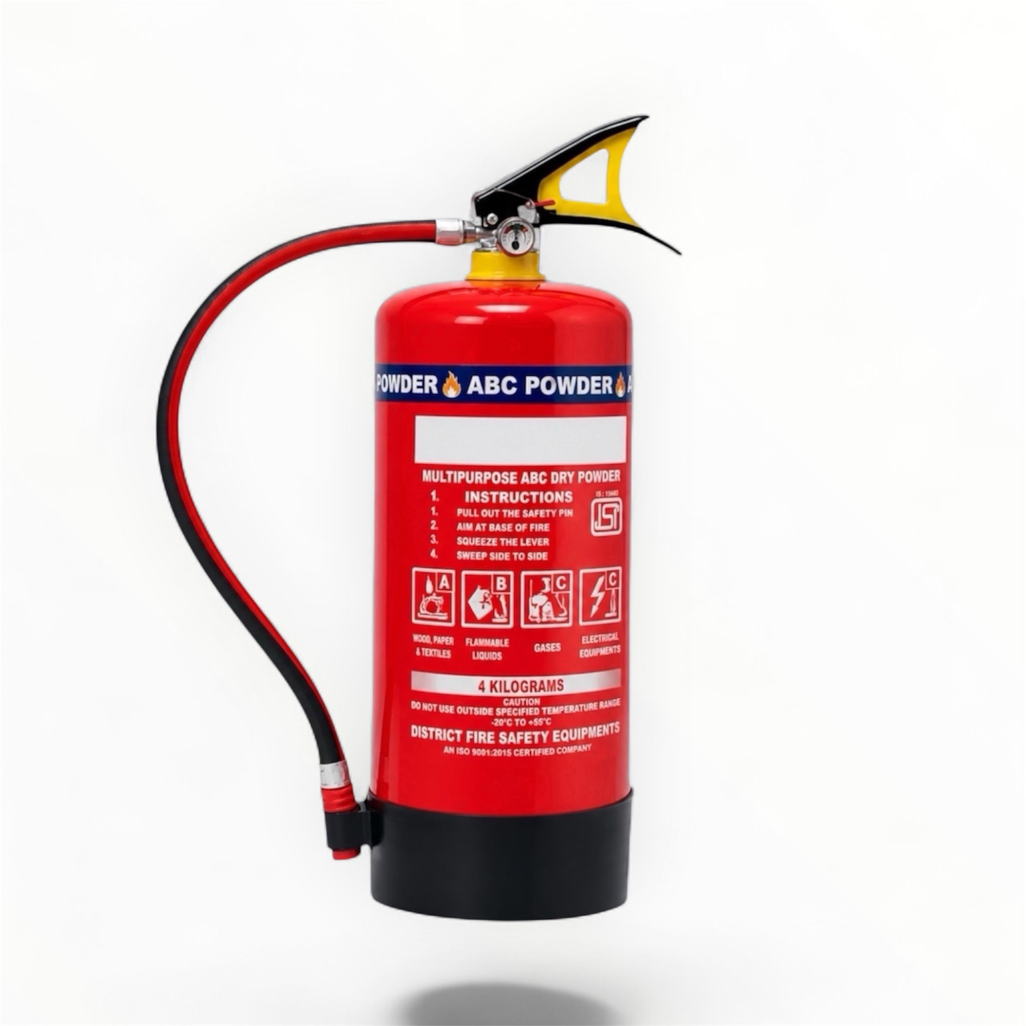 shri fire india ABC Chemical Powder Fire Extinguisher 4 Kg for Multiple Fire Categories Fire Extinguisher Mount-picture-25