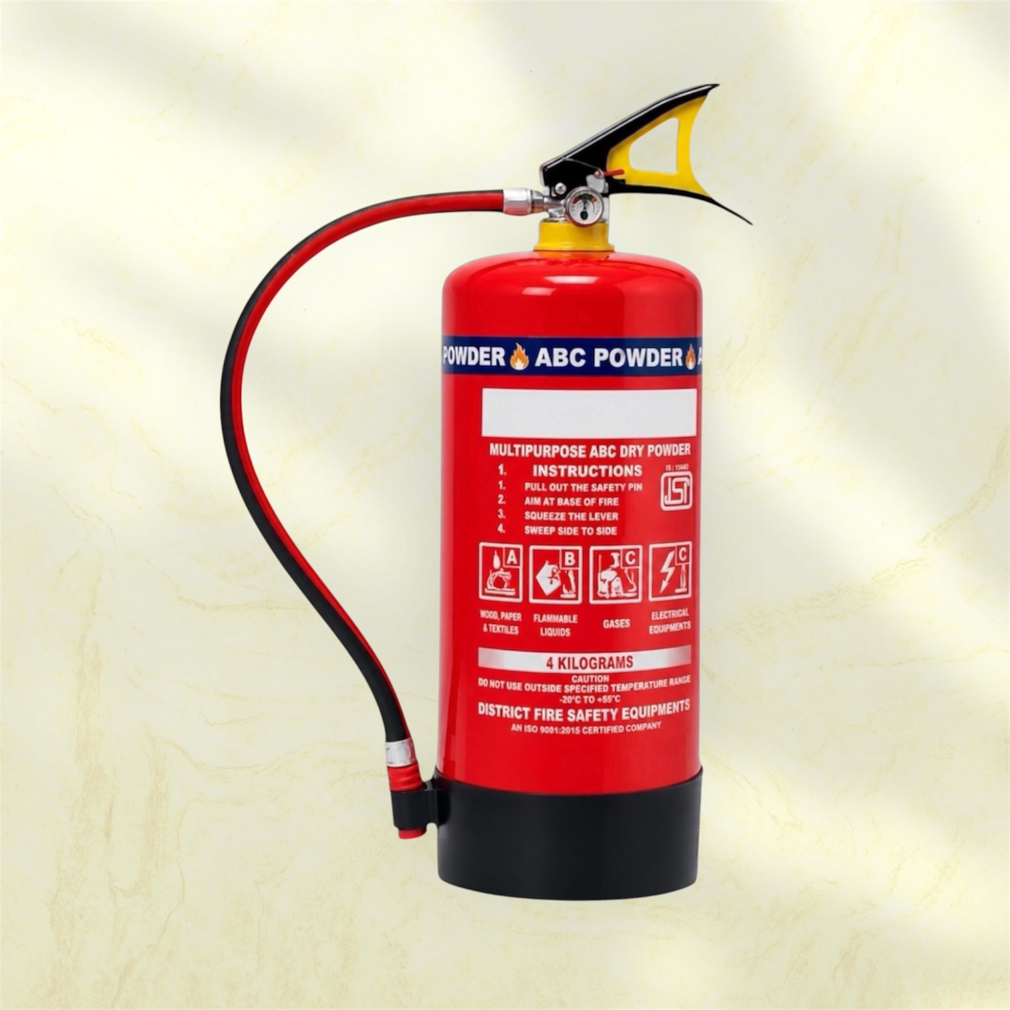 ABC Dry Powder Fire Extinguisher 4 Kg with High Performance Nozzle Fire Extinguisher Mount-image-1