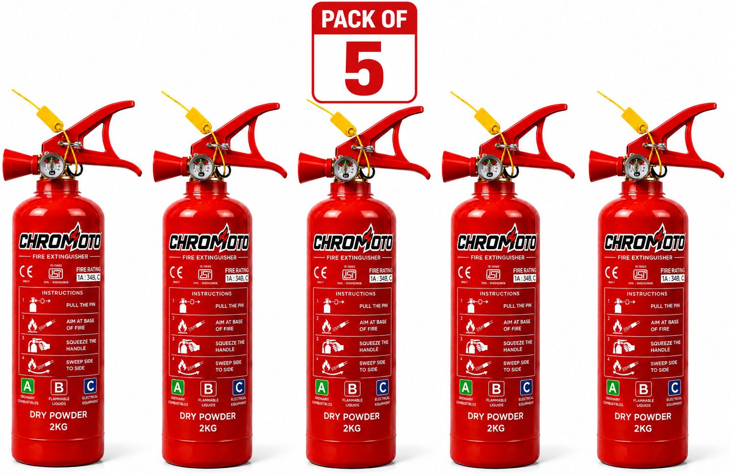 Fire Extinguisher ABC Dry Powder for Home, Office & Car Quick Fire Safety 5Pcs Fire Extinguisher Mount-image-21