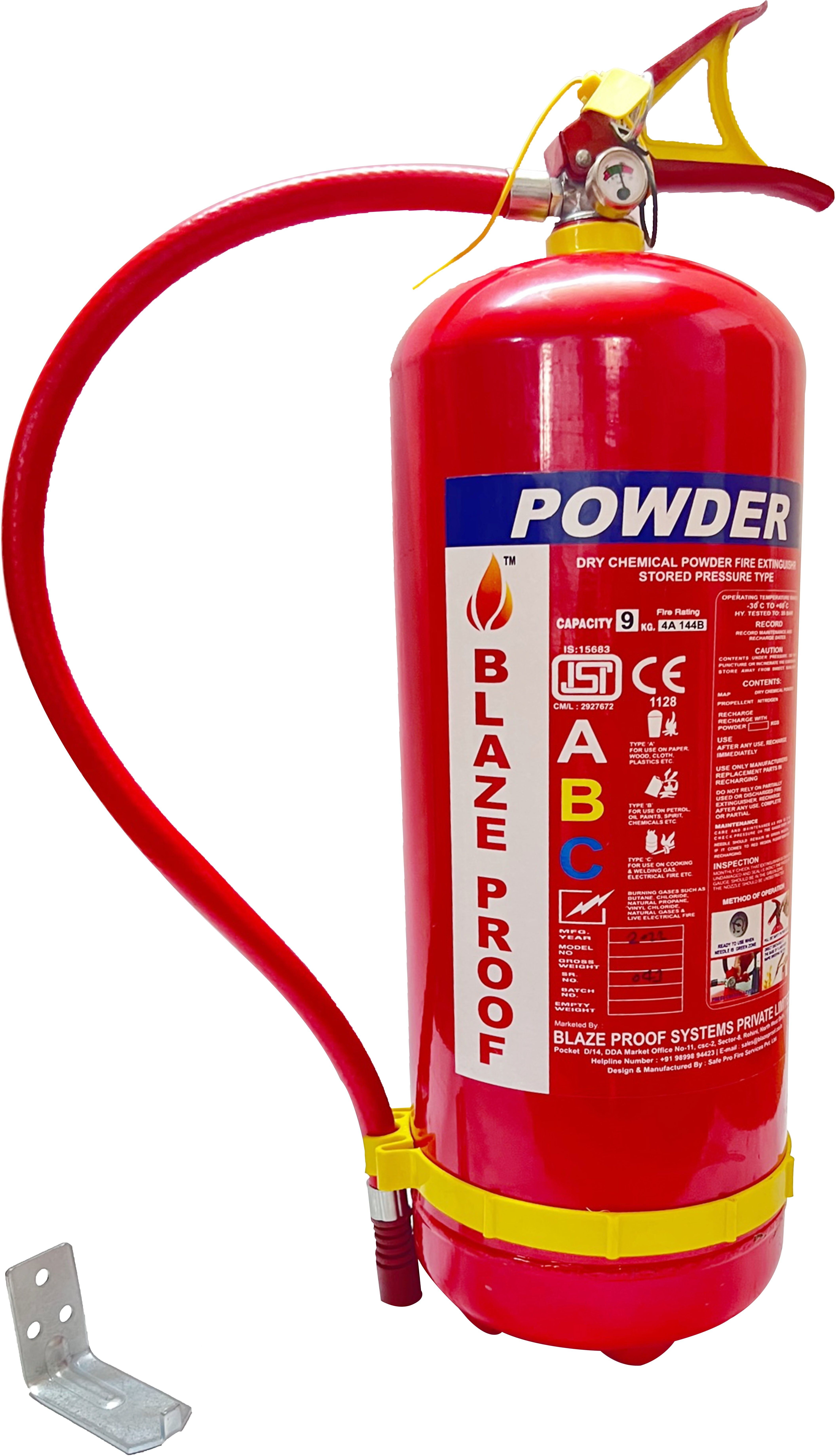 Fire ABC Powder Type 9 Kg (Pack of 1) Fire Extinguisher Mount