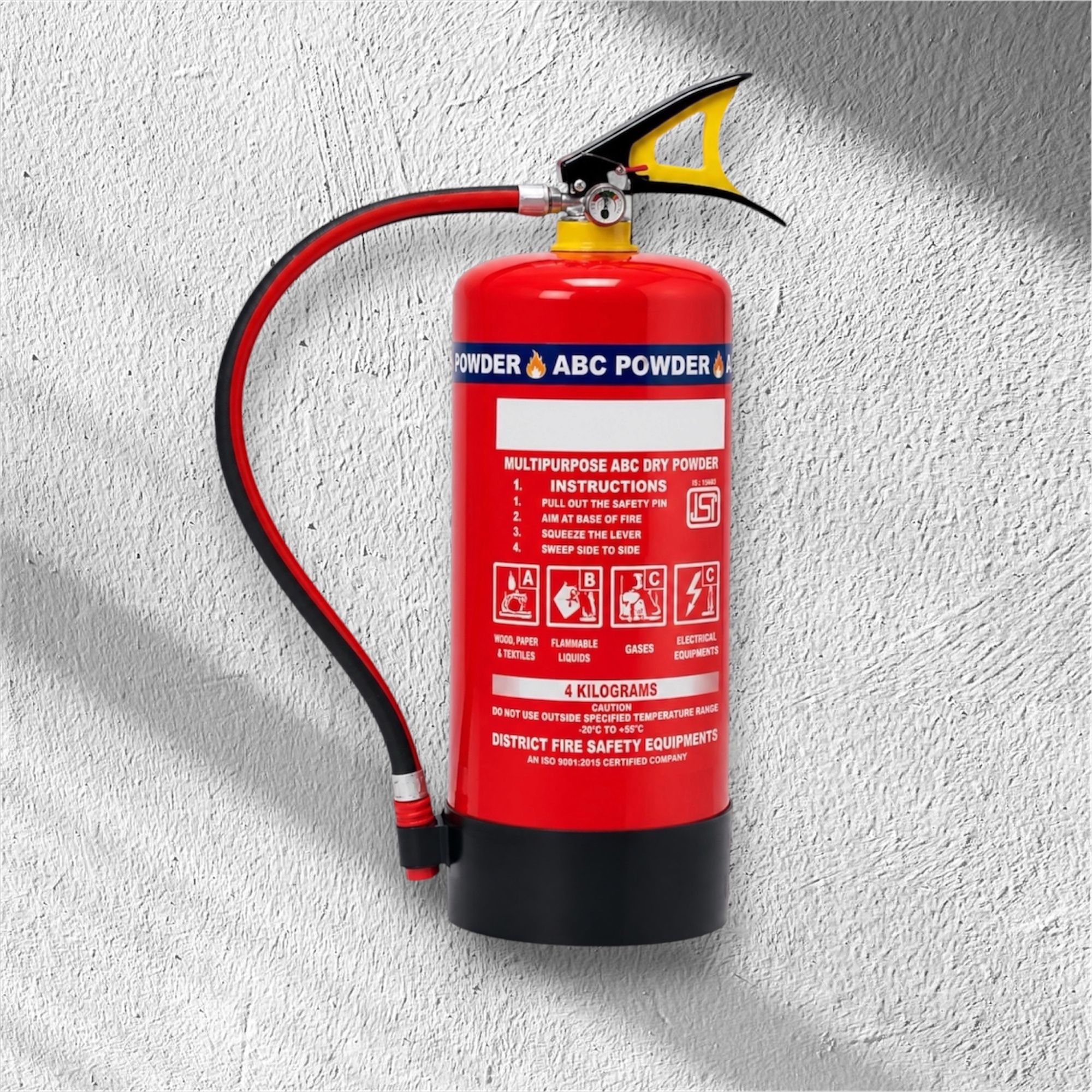 shri fire india ABC Fire Extinguisher 4 Kg for Electrical Liquid Gas and Solid Fire Protection Fire Extinguisher Mount-picture-24