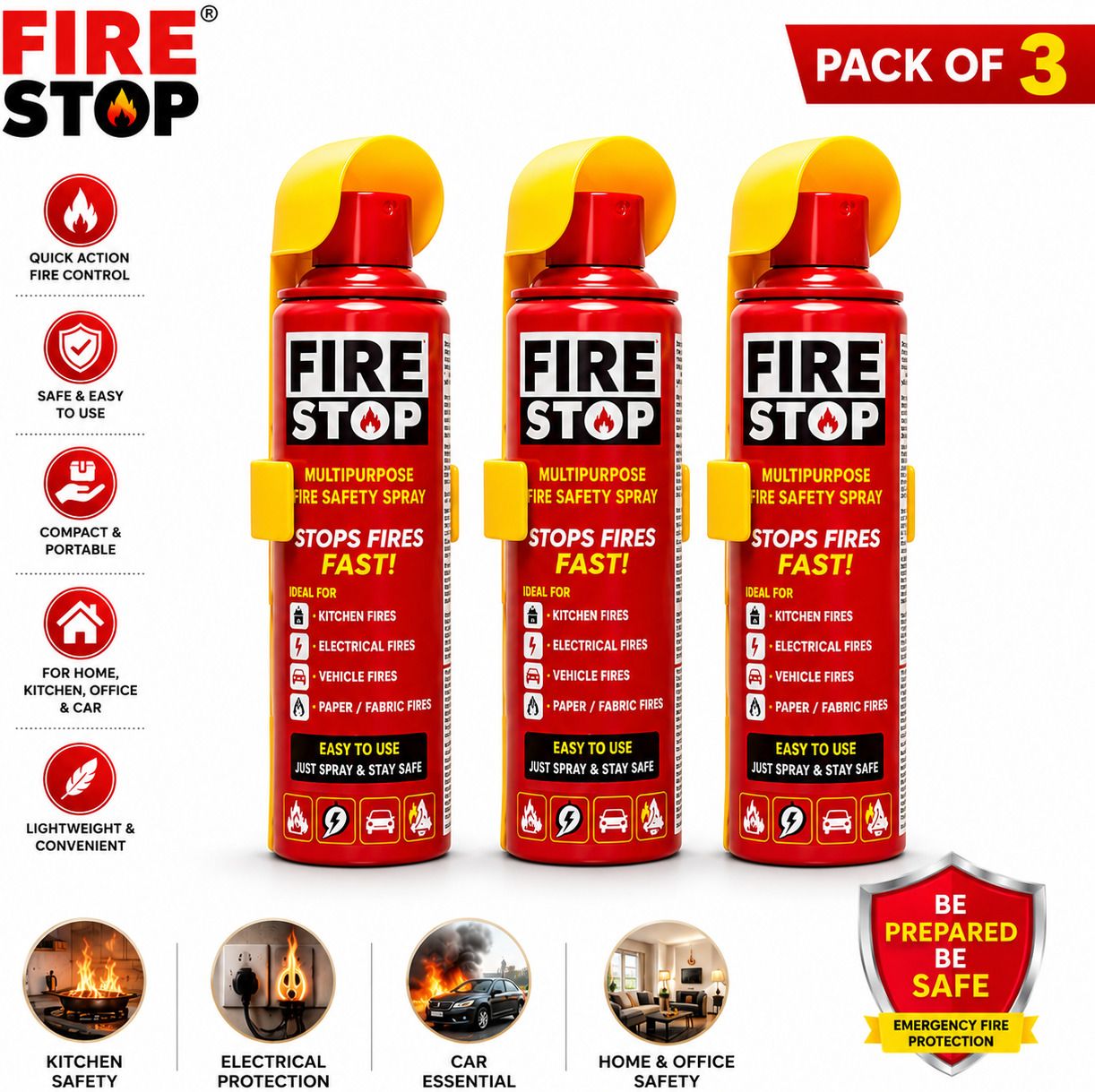 FIRESTOP Pack 3 Fire Extinguisher Mount (0.5 kg) Fire Extinguisher Mount-image-18