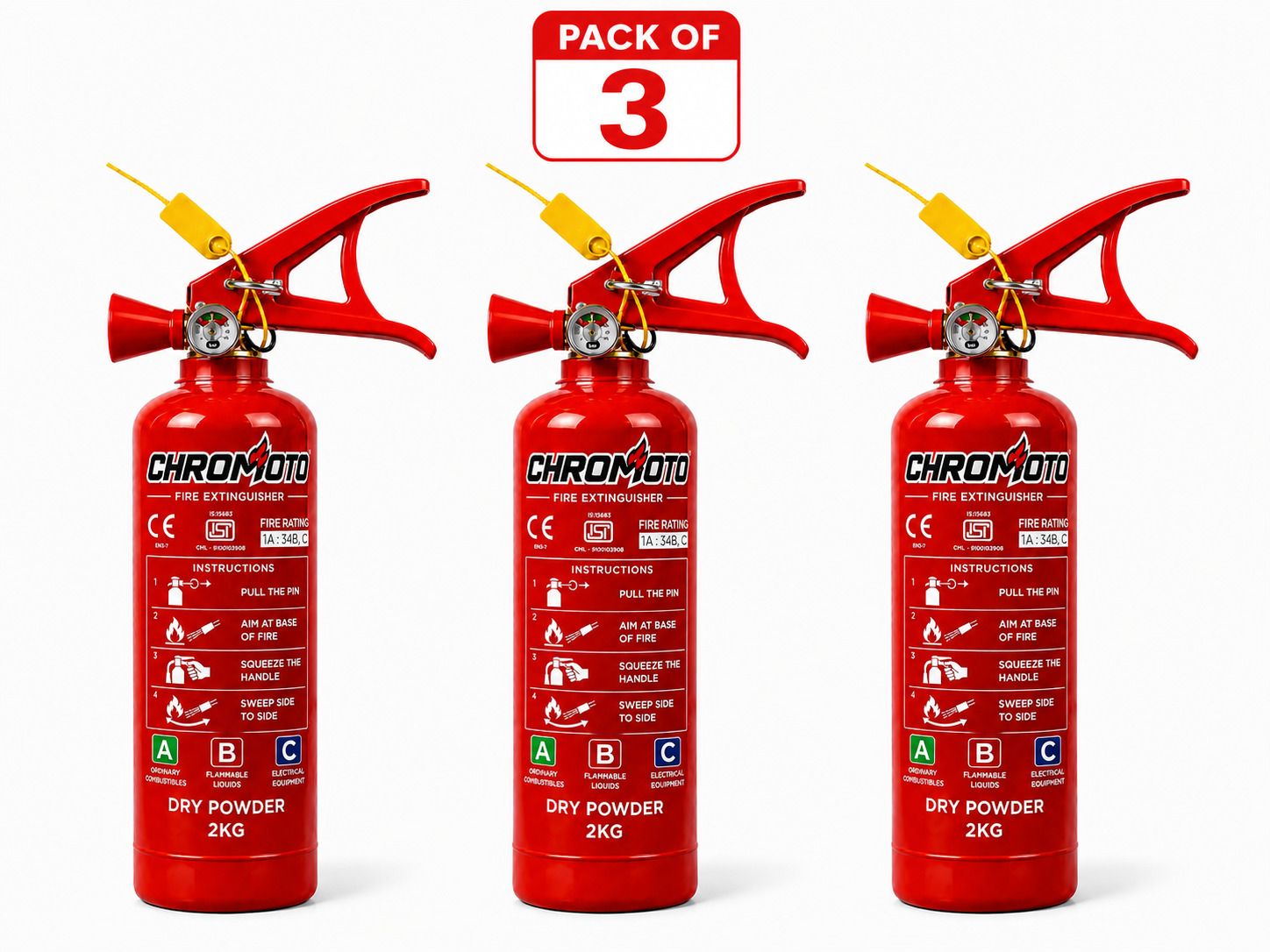 chromoto Fire Extinguisher ABC Dry Powder for Home, Office & Car Quick Fire Safety 3Pcs Fire Extinguisher Mount-picture-24