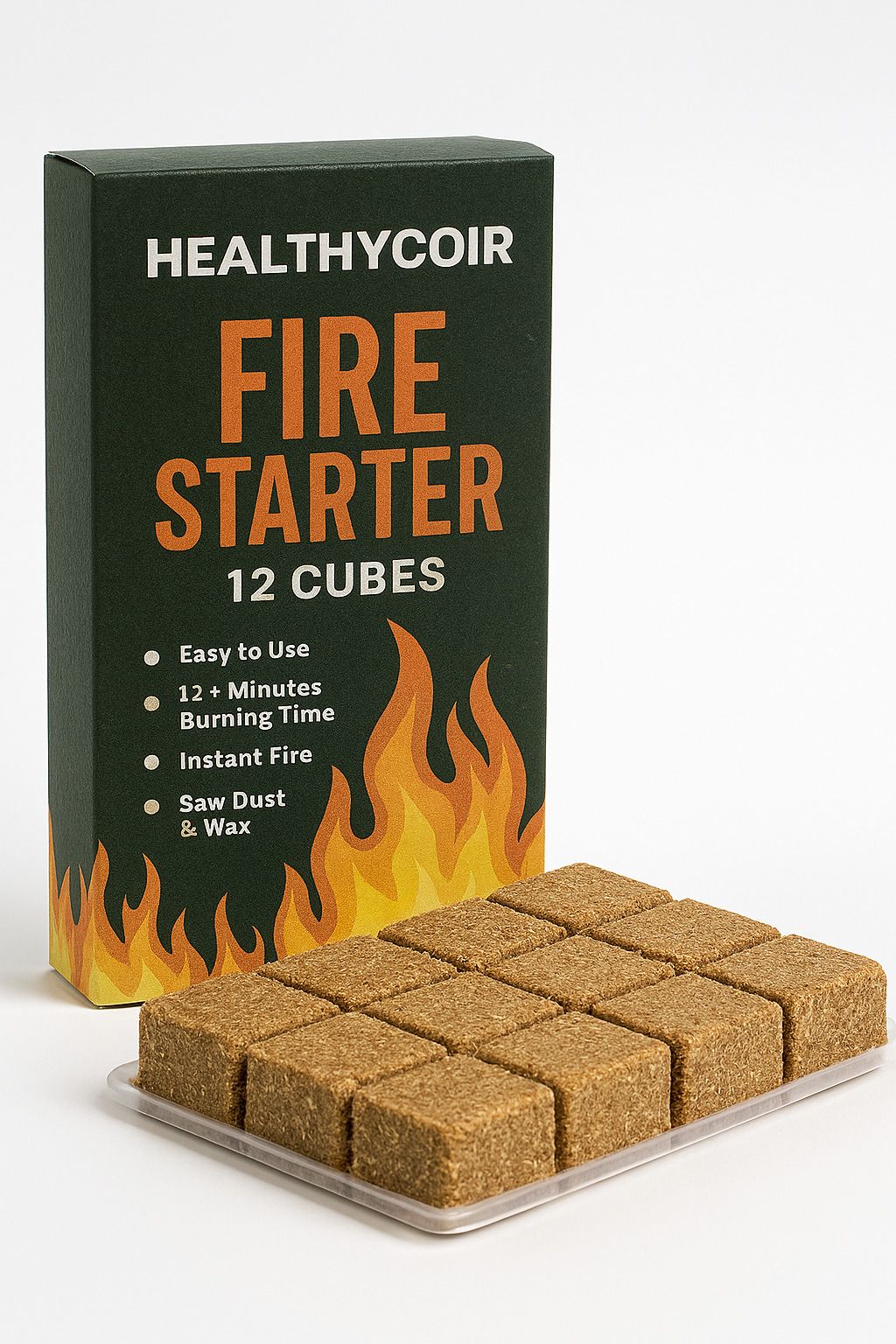 Fire Starter Cubes – 12 Pieces | Barbecue Grill, Camping, Fireplace, Home Stove Flint Fire Starter