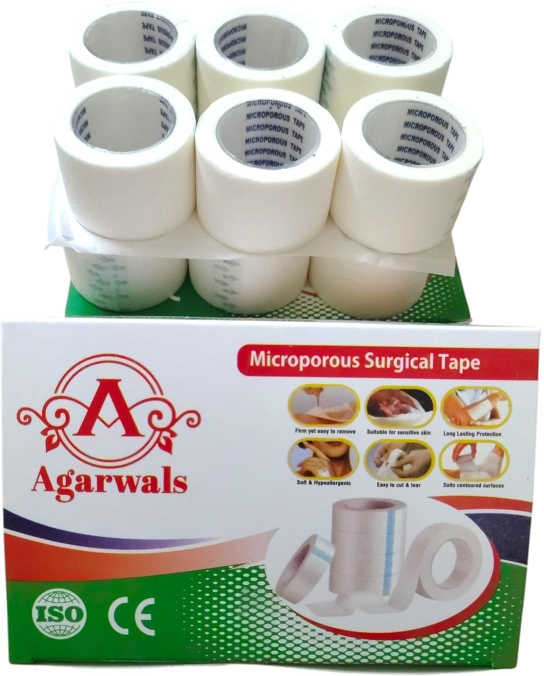 agarwals Microporous Surgical Paper Tape 1Inch x 5Mts(Pack of 12) First Aid Tape-picture-1