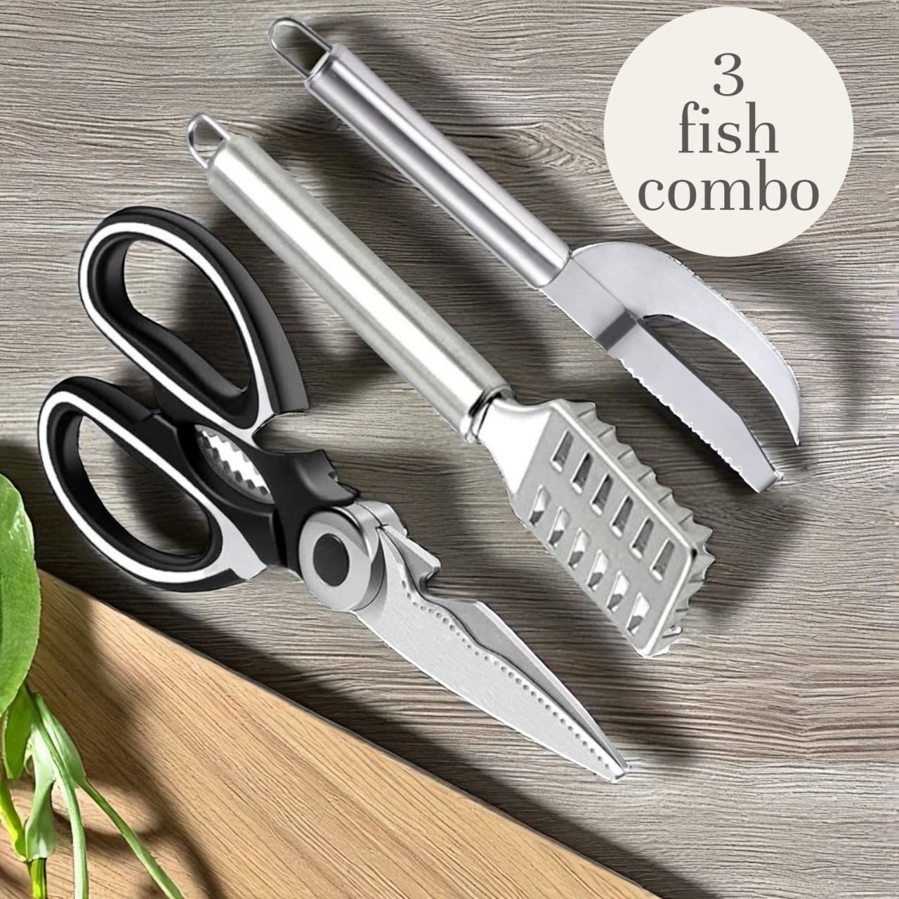 indiepremior Perfect 3 pcs Fish Scissor , Scale and Maw Knife Combo For Kitchen Fish Scaler-picture-10