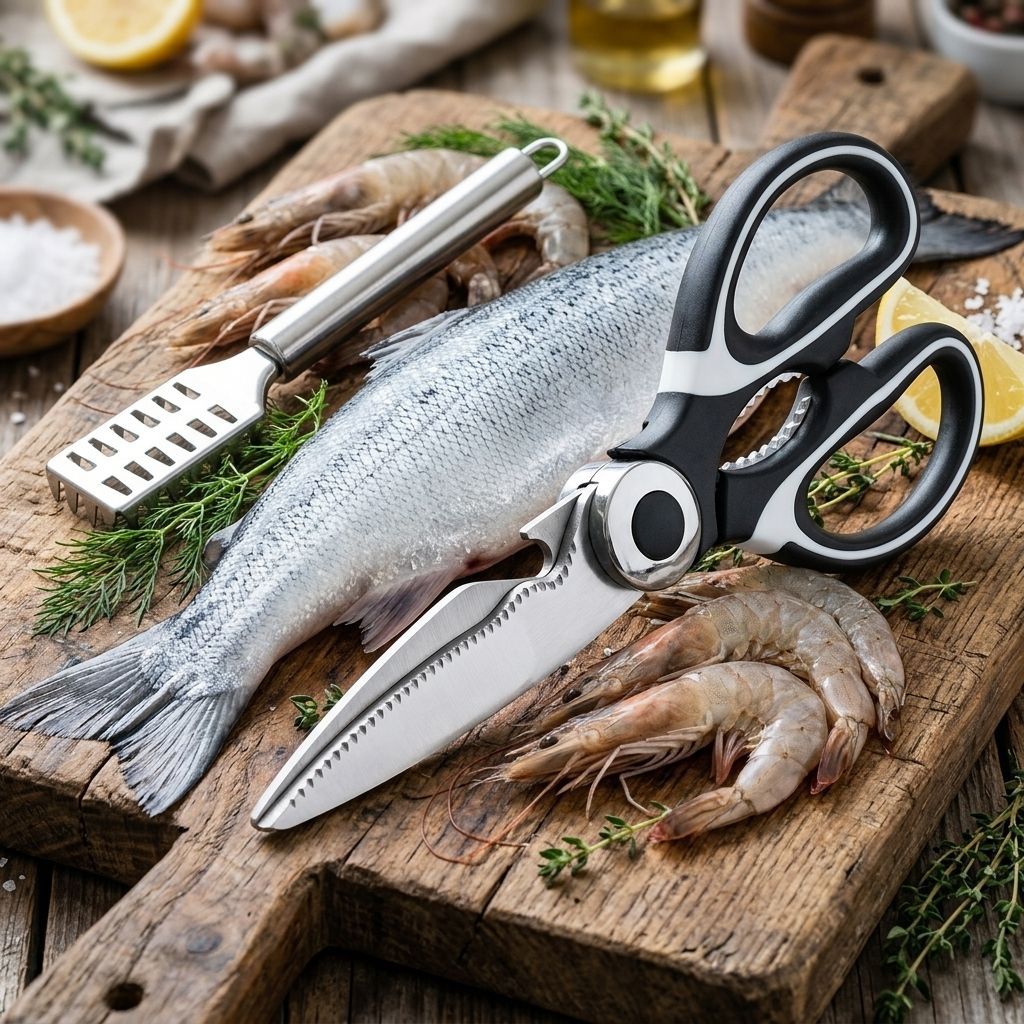 Kitchen Scissors Fish Scraper Stainless Steel Combo Pack for Daily Use Fish Scaler-image-12