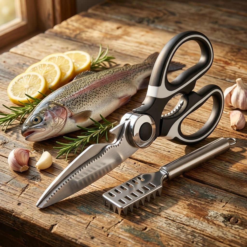 Heavy Duty Stainless Steel Kitchen Combo Pack Fish Scaler and Scissors Fish Scaler-image-4