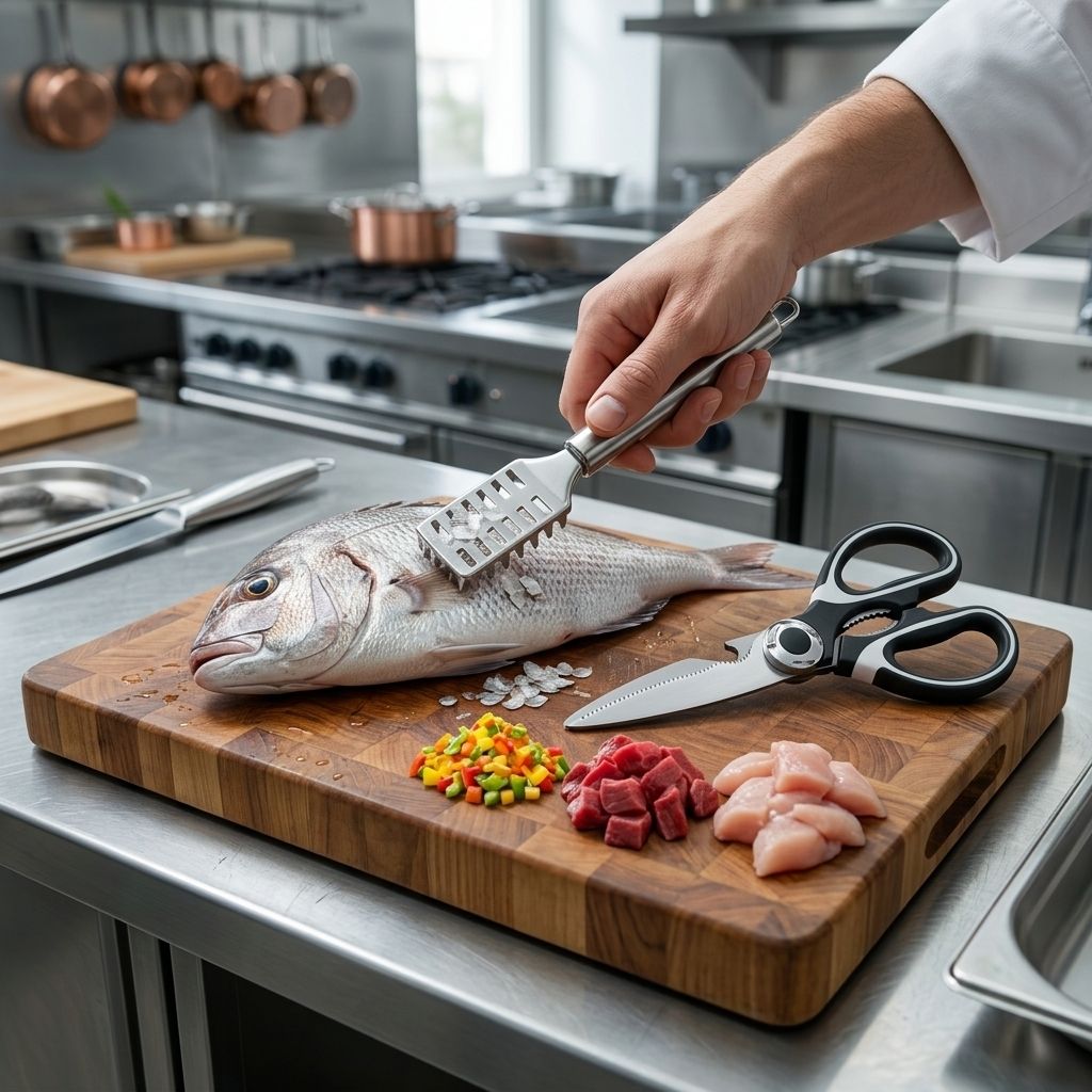 Kitchen Scissors Combo Pack with Fish Cleaning Scraper Steel Kitchen Tool Fish Scaler-image-11