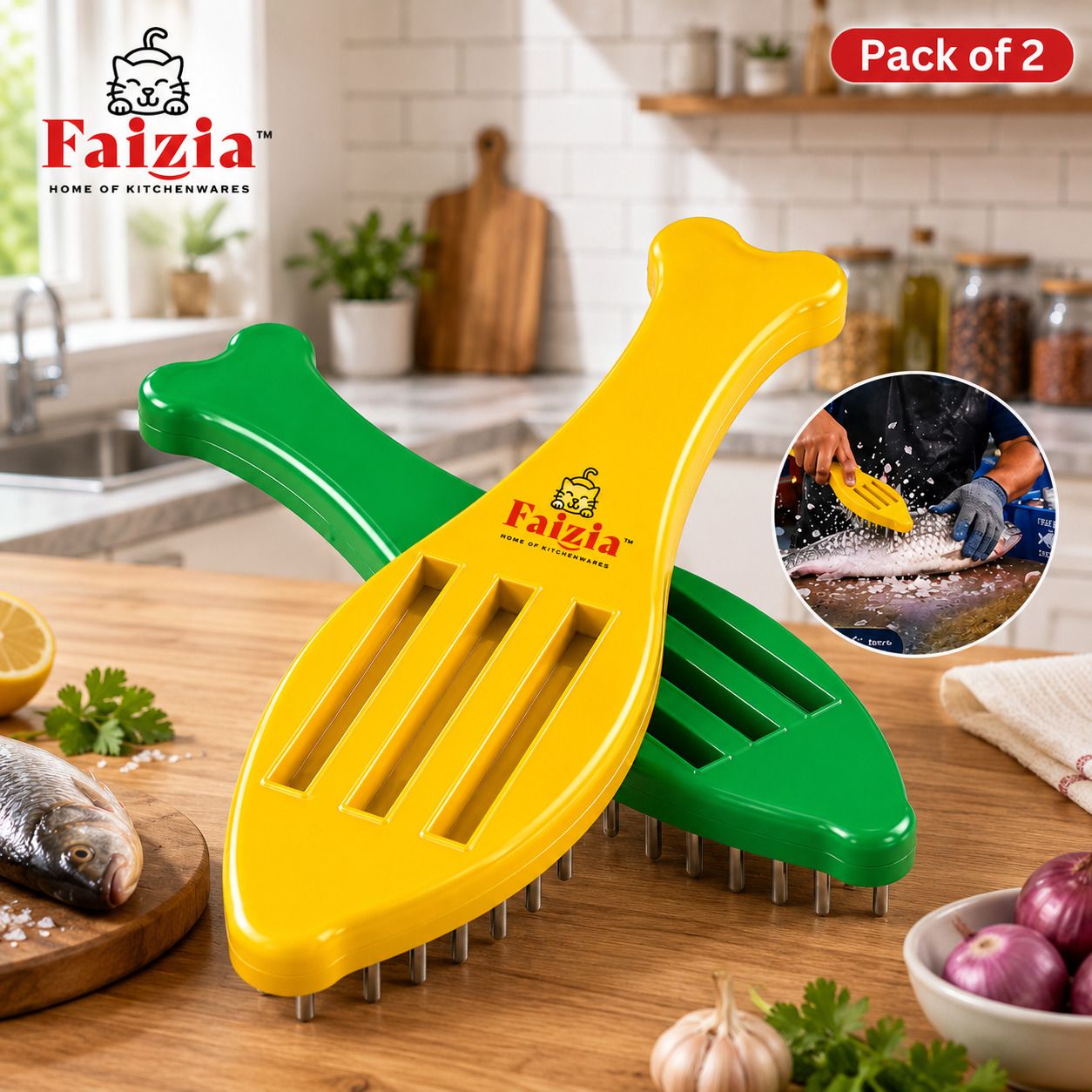 faizia Plastic Fish Cleaning Tool Ergonomic Handheld Fish Scaler for Kitchen Fish Scaler-picture-11