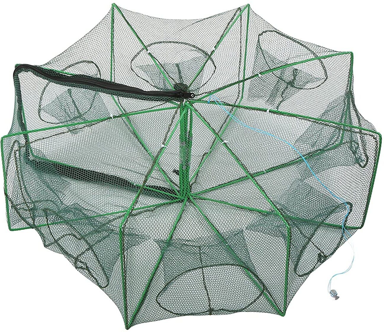Foldable Nylon Crab Fishing Net - 8 Hole Netball Hoop-image-44