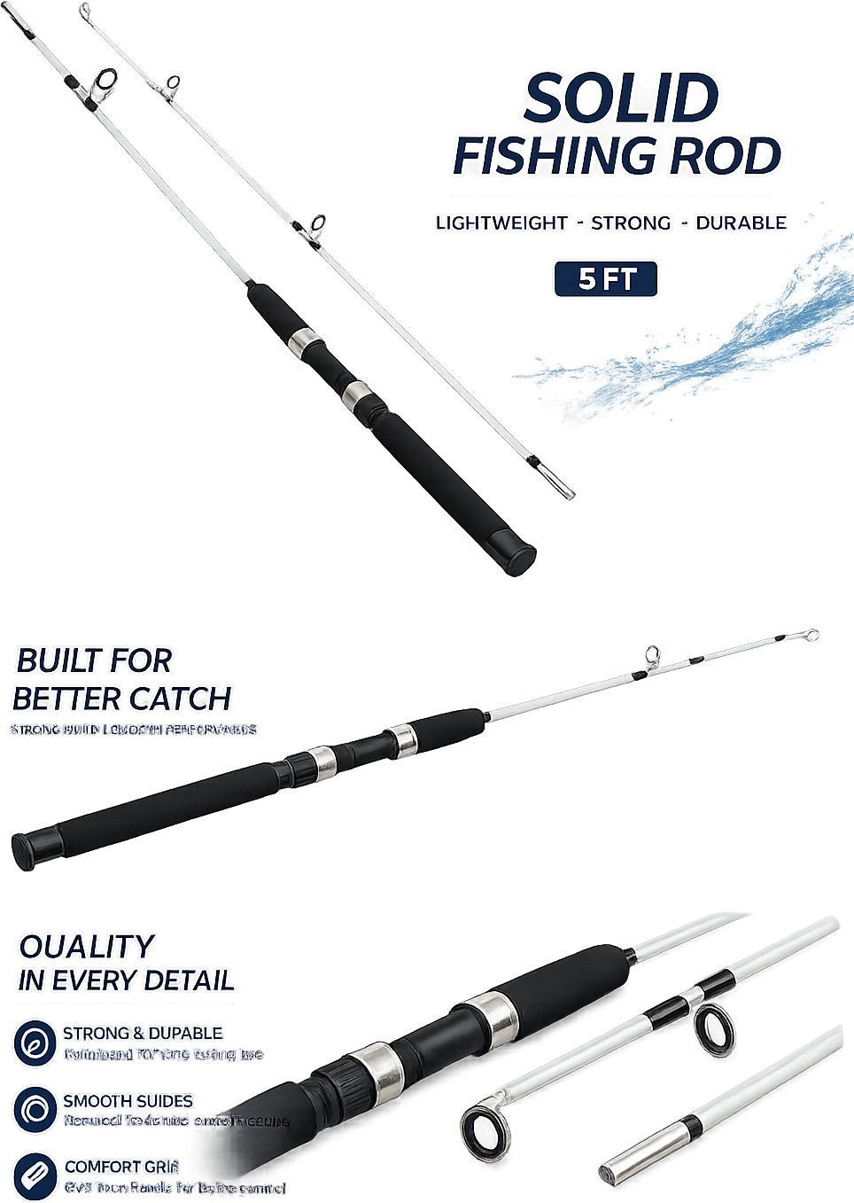 5 FT Solid Fiber Fishing Rod Power Rod 150 Multicolor Fishing Rod-image-45