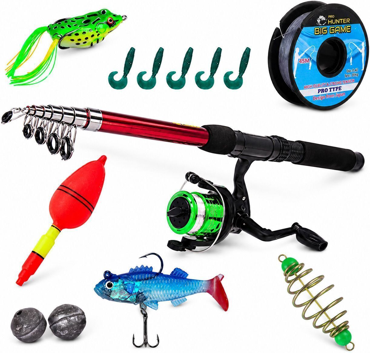 Portable Freshwater Fishing Combo Set 180 CM Telescopic Fishing Rod Fishing Kit with Spinning Reel Multicolor Fishing Rod-image-0