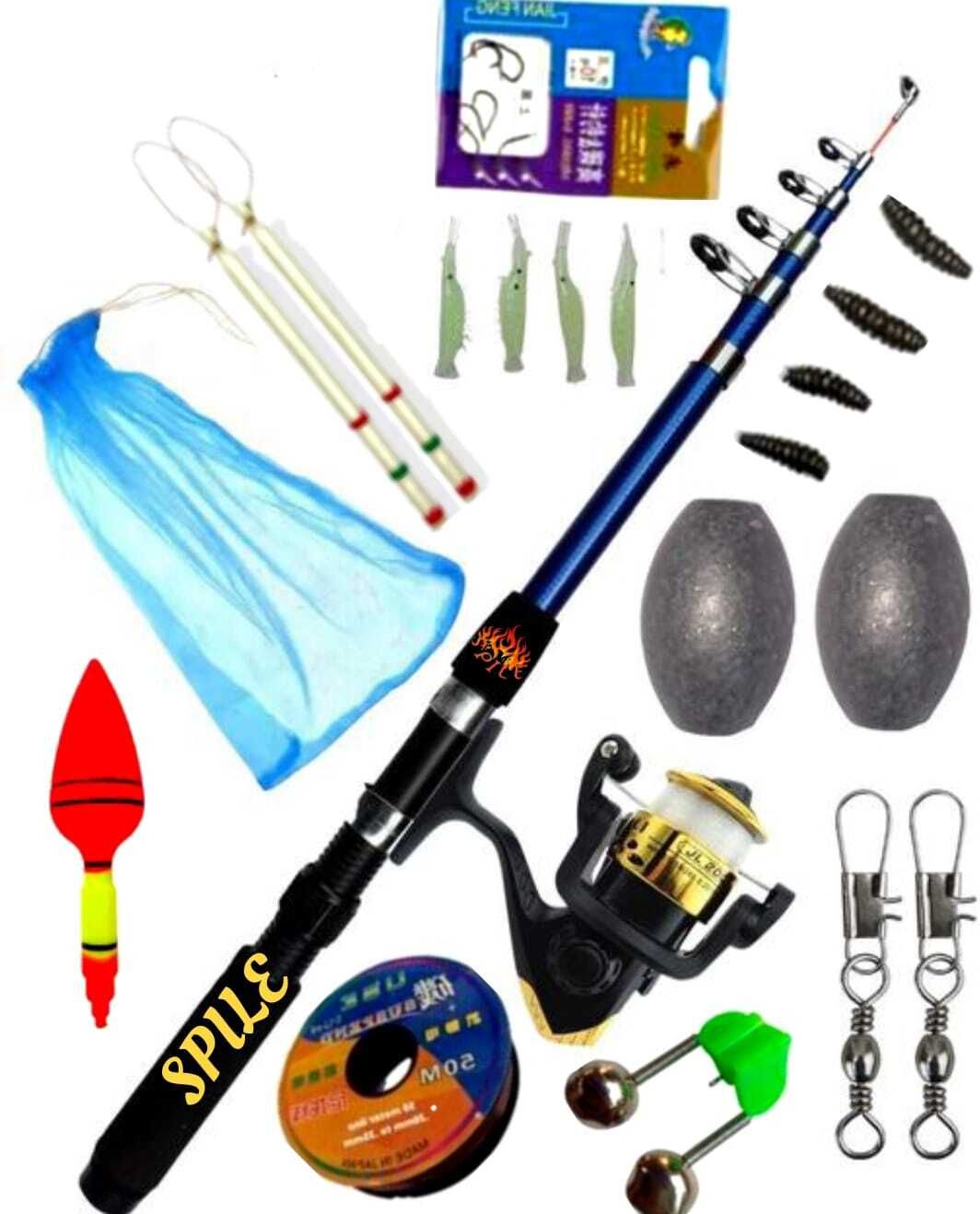 power full 210 cm fishing rod and reel combo 7 feet 10 kg load capacity Blue Fishing Rod-image-49